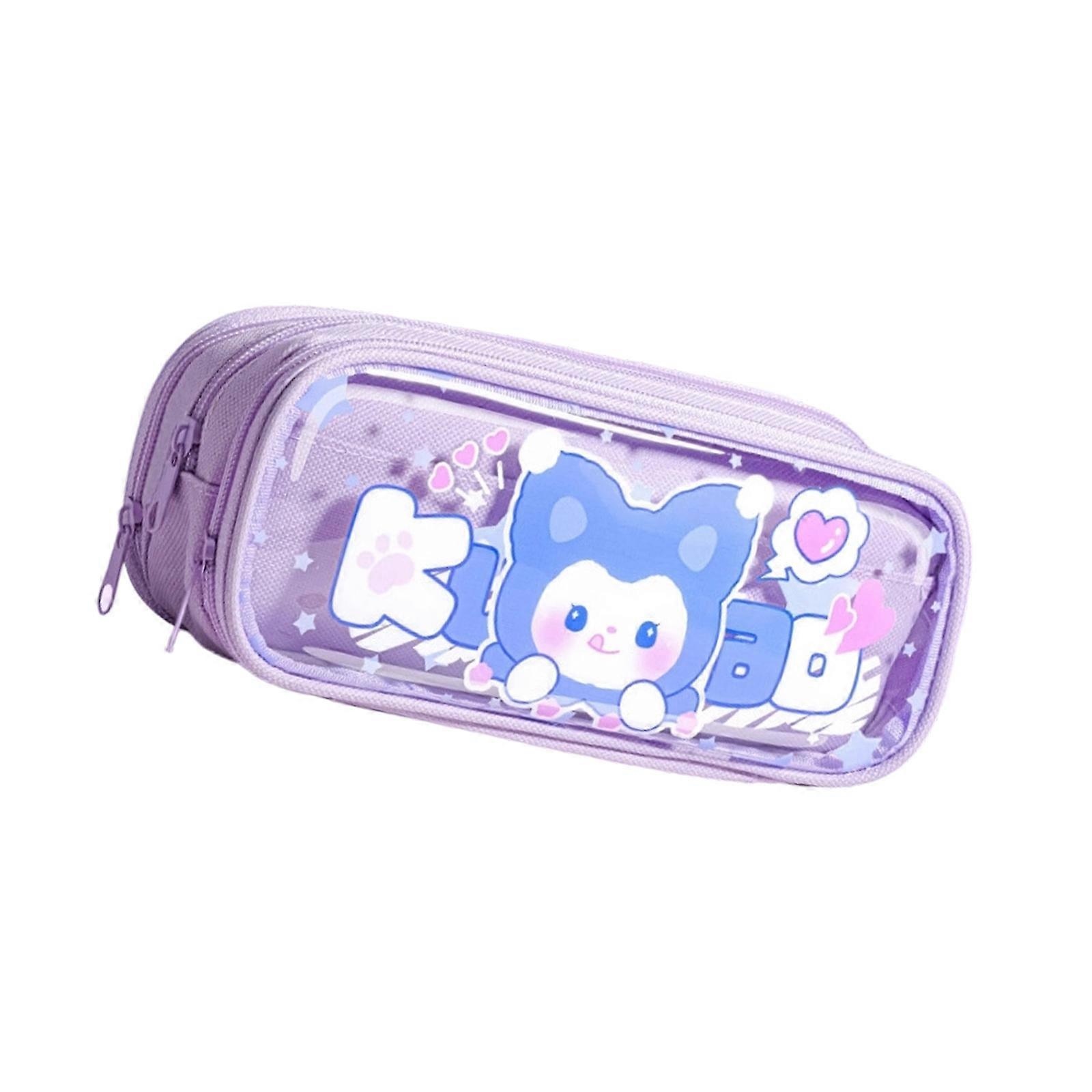 Large Capacity Pencil Storage Bag Zippers Stationeries Storage Pouches Student Multifunctional Compartment Pencil Case Multicolor