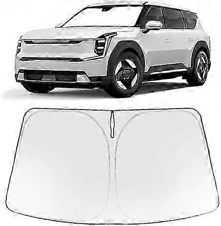 2025 Upgrade Windshield Sun Shade Custom Fit Kia EV9 GT Line 2024 2025 Foldable Front Sunshade Protector Sun Visor Blocks UV Rays Keep Car Cooler Acce