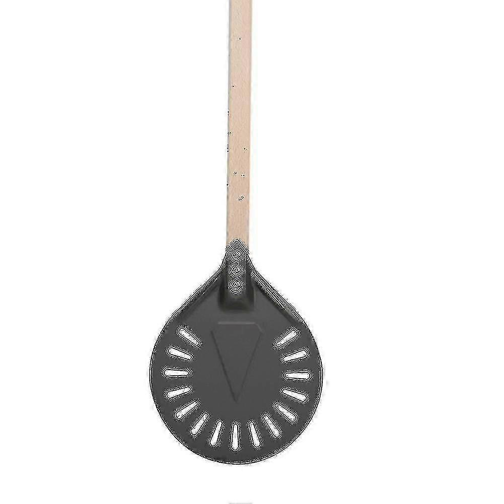 Pizza Virando Pizza Peel Paddle Short Round Pizza Tool Non Slip Punho de Madeira 9 polegadas perfurado