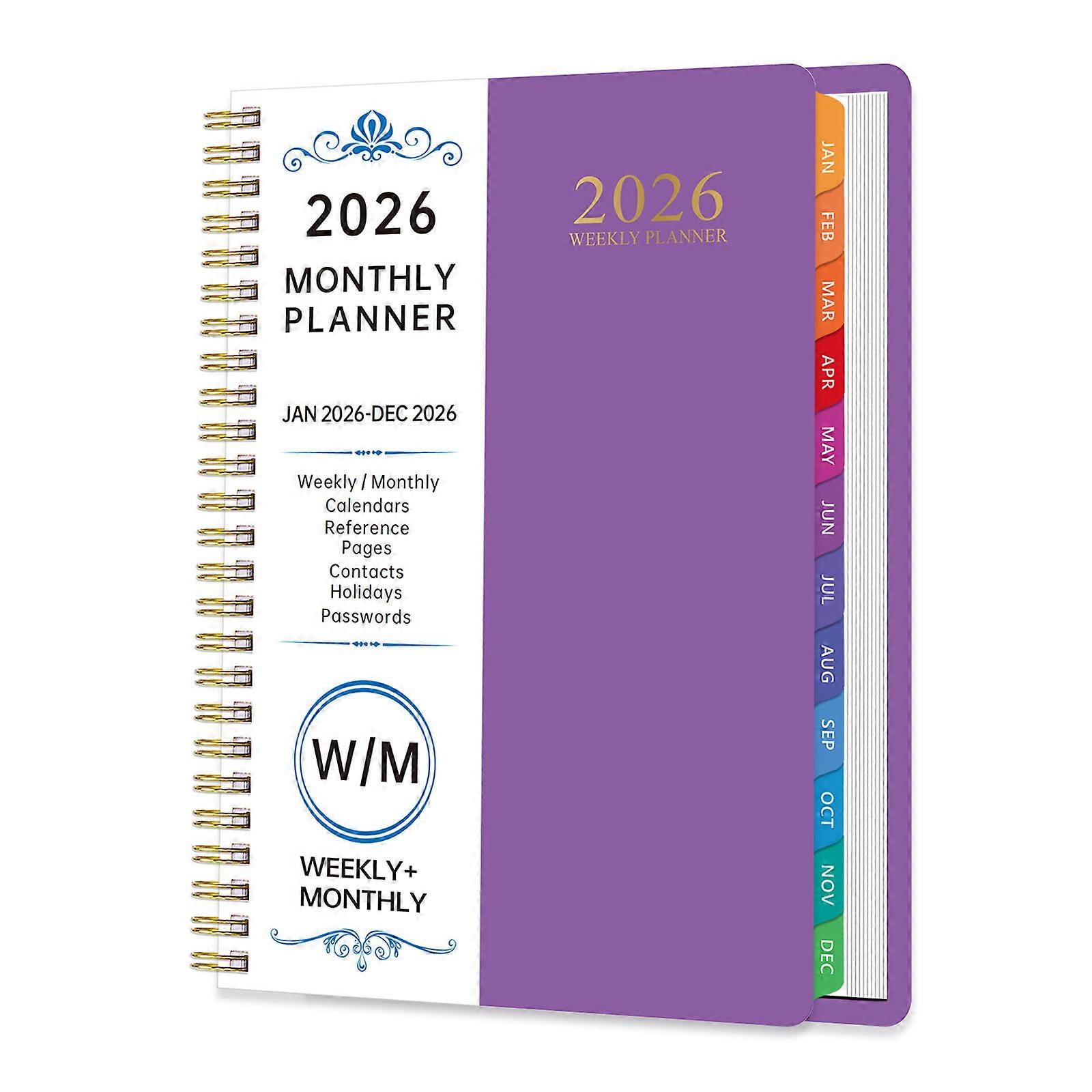 Professional 2026 Weekly Planner Notebook 144 Pages Dated Twin Wire Binding Academic Planner Notebook From Jan to Dec  Purple