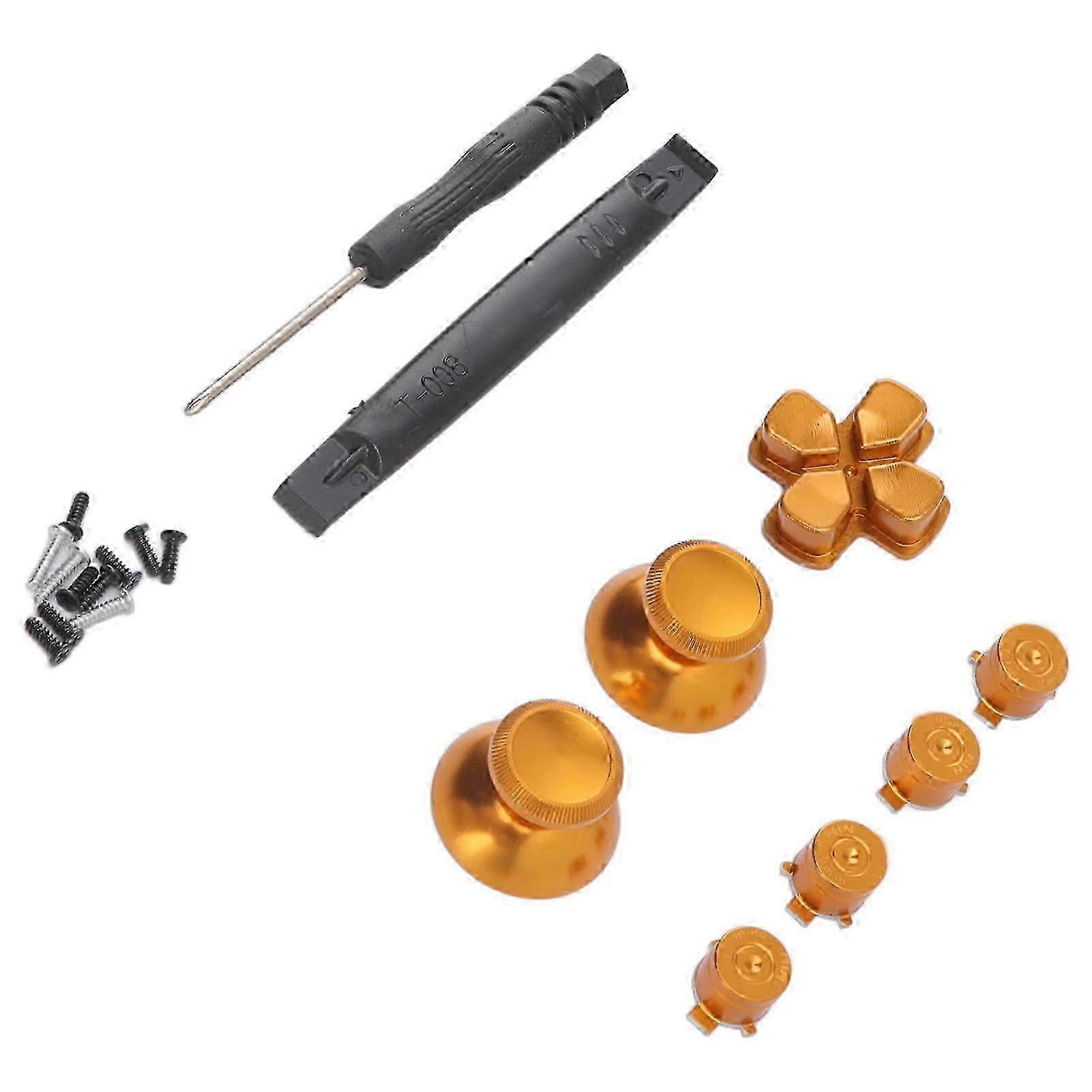 Buttons Replacement Kit Aluminum Alloy Dpad Buttons for PS5 Controller Accessories Gold