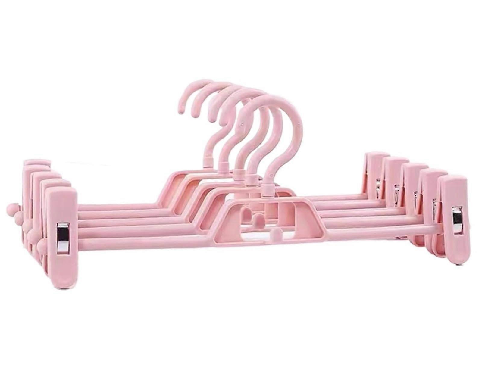 Trouser and Skirt Hangers with Adjustable Clips AntiSlip Wet Dry Use Set of 5 Pink