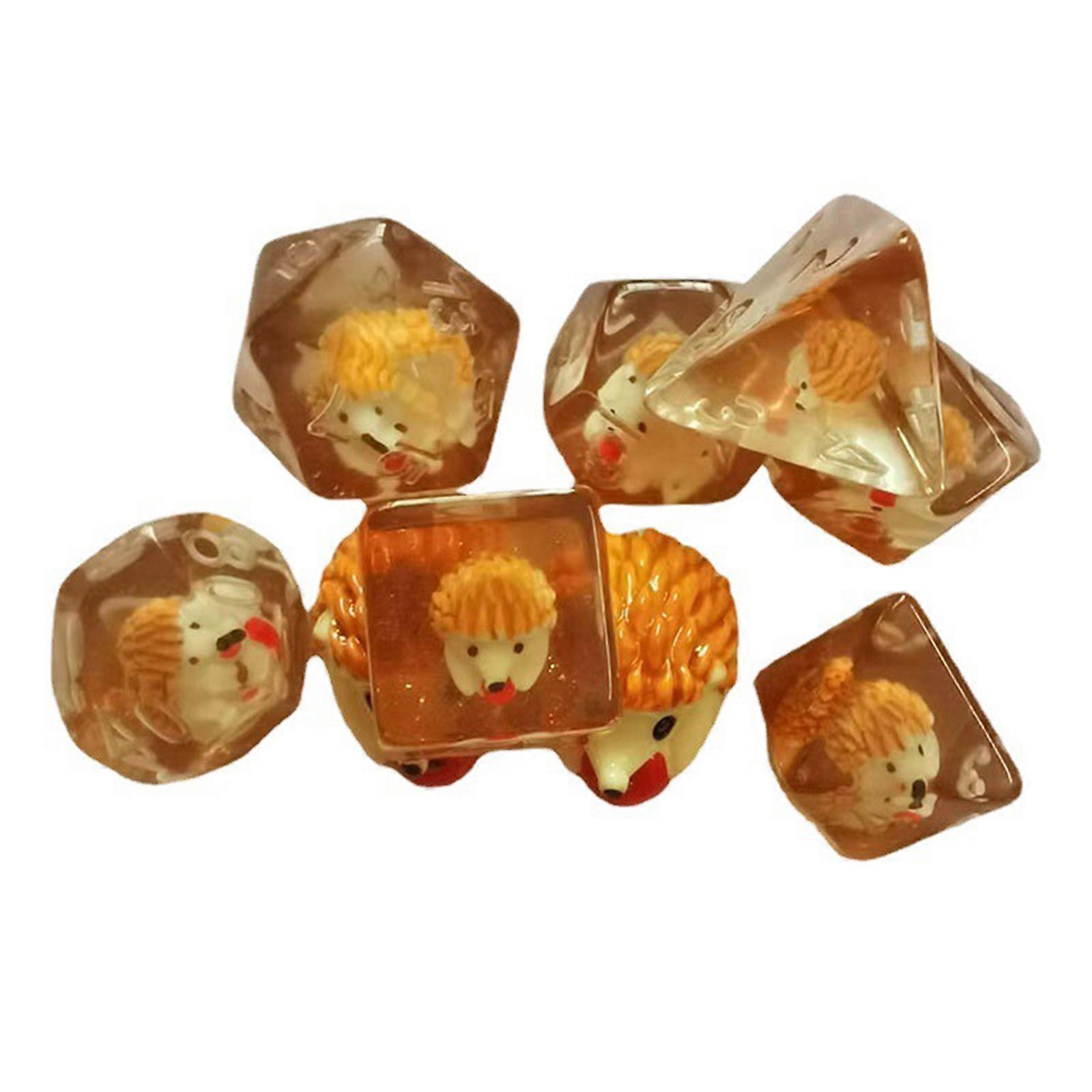 7Pcs Resin Dices With Animal Artwork Polyhedral Dices 16mm Game Dices Novelty Animal Dices For Tabletop And Board Game Multicolor