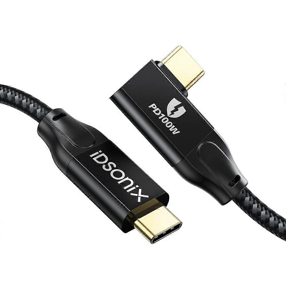 USB-C to USB C Cable Right Angle 6.6FT, iDsonix 3.2 Gen 2 USB-C Cable - 4K 60HZ Video Output 20Gbps USB C Date Trandfer