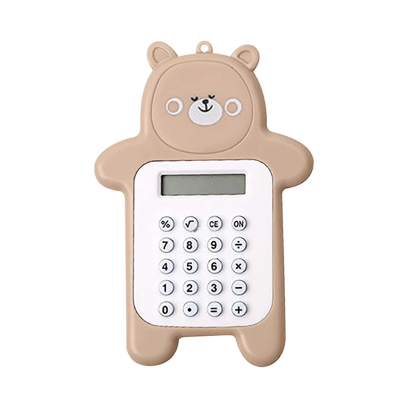 Viflosae Cute Bear Calculator - Basic Button Battery Powered, Compatible with Schools & Children, Yellow/Blue/Cyan/Brown