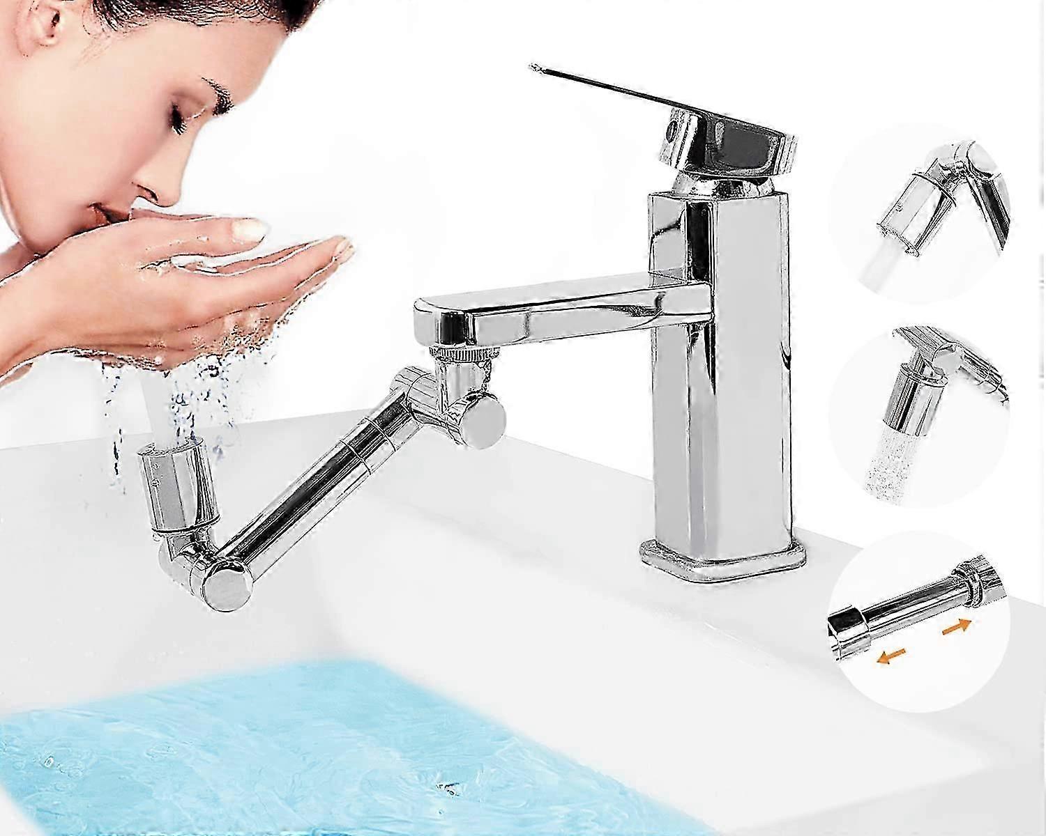 Universal Rotating Faucet Extender - 1440 Rotatable Multifunctional Extension Faucet Water Filter - Robotic Arm Water Nozzle Faucet Adaptor with 2 Wat