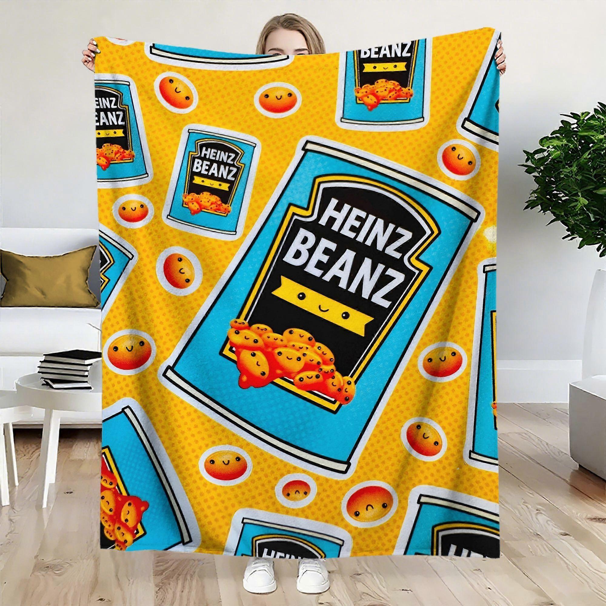 Heinz Baked Flannel Blanket - Bold and Charming Style, All-Season Use, Mixed Colors, Cartoon Theme, Polyester, Suitable -POIUY160