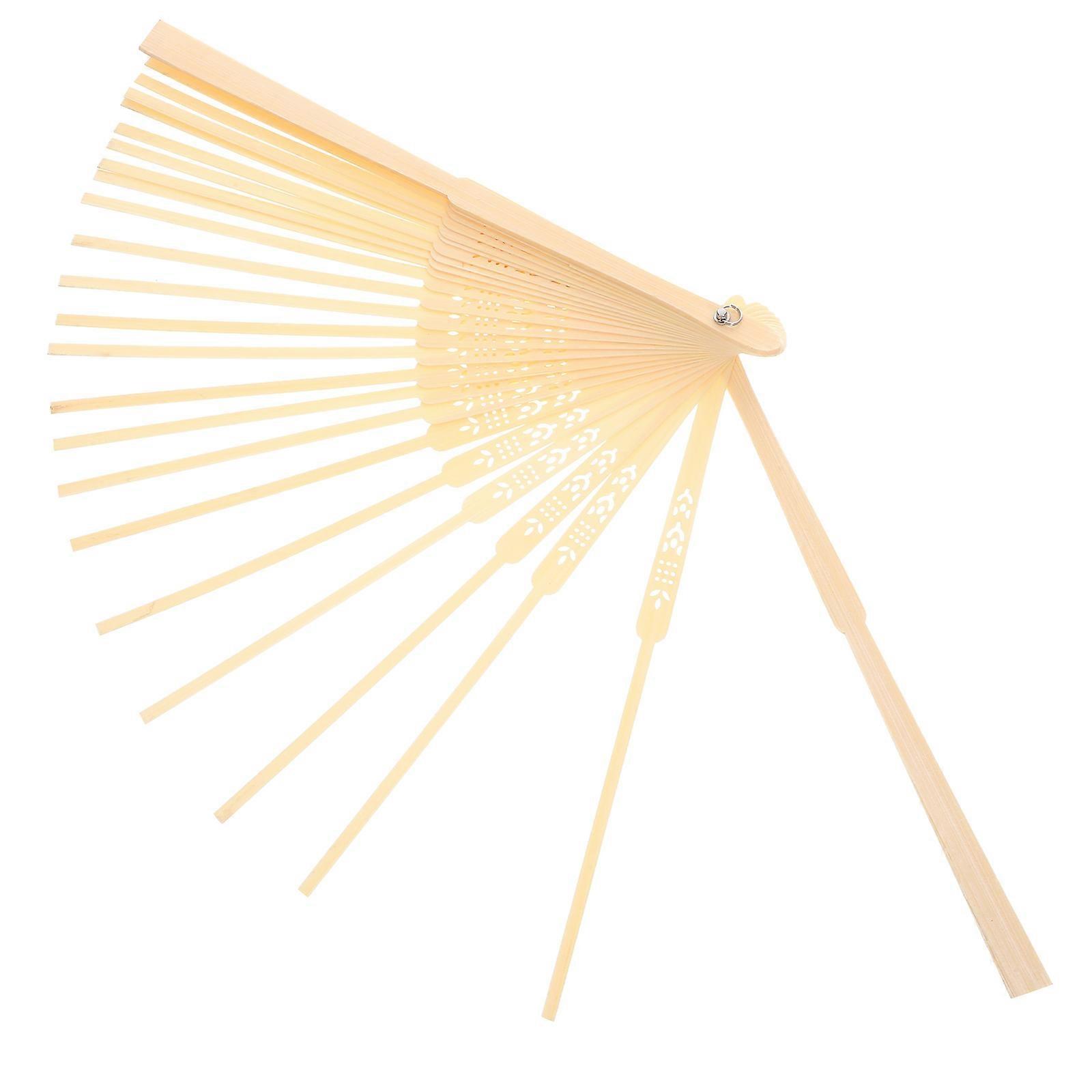 DIY Fan Making Frame Light Yellow Folding Handcrafted Portable Decoration Accessory 1Set