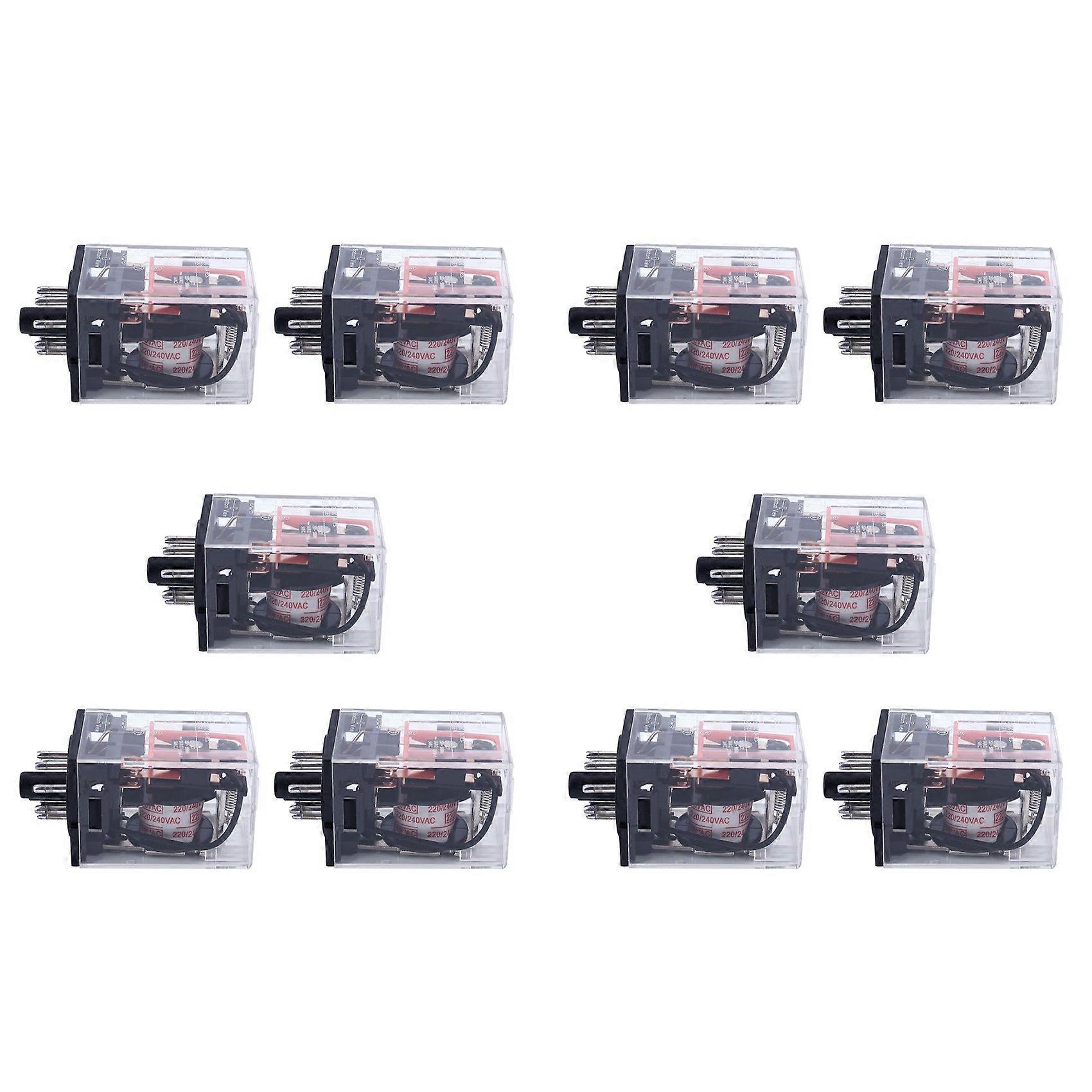 10X AC 220V/230V Coil Voltage PCB Power Relay 8 Pins DPDT 2NO 2NC MK2P-1