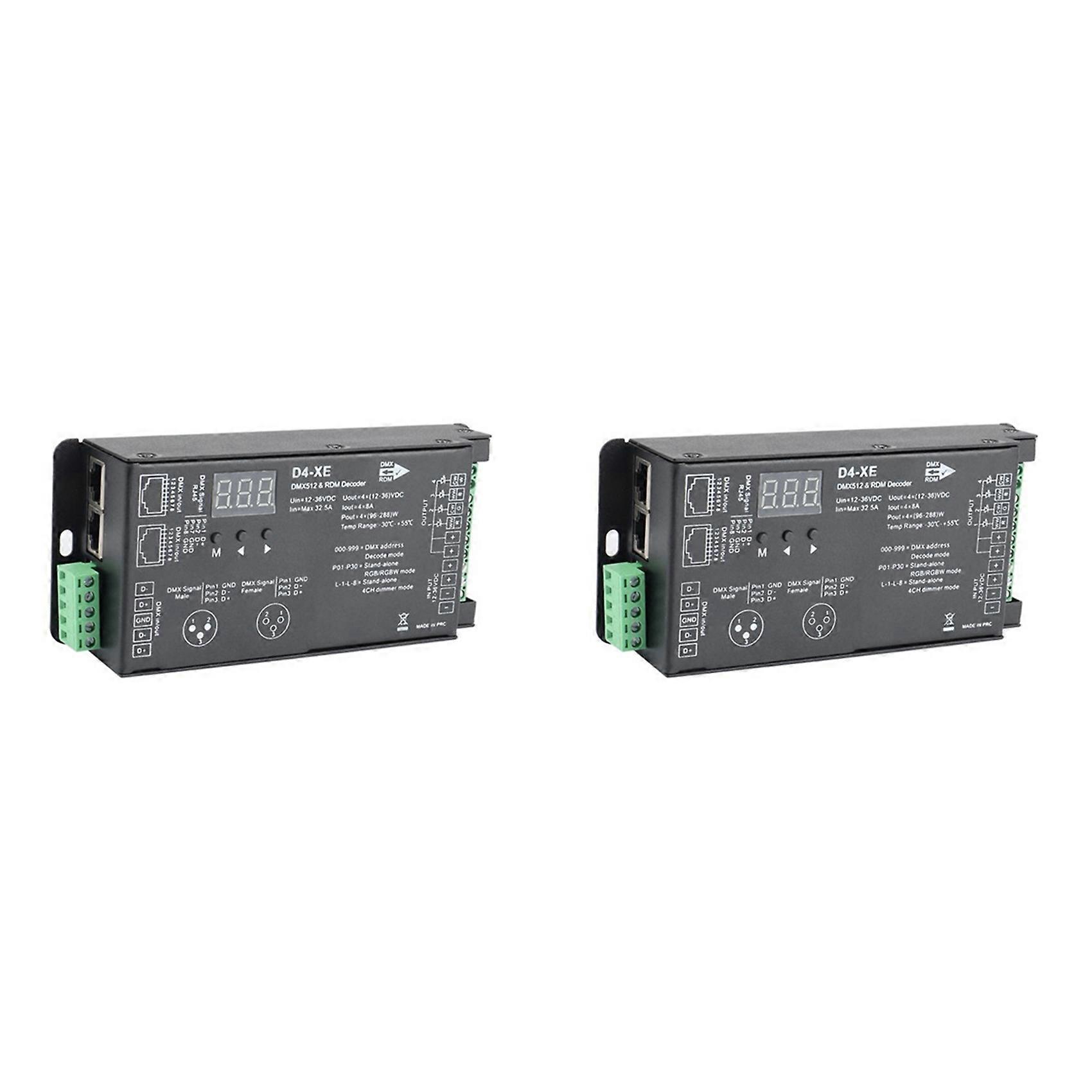 2X 4CH D4-XE DMX Decoder Controller PWM Flicker Free Dimming 12V-36V Digital Display 2000Hz 500HZ for RGB LED Lights