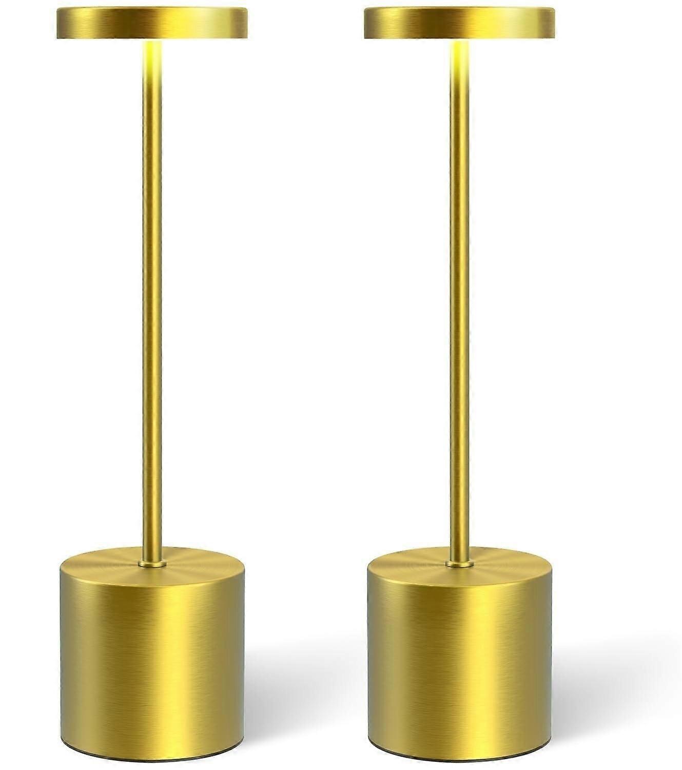 Cordless Table Lamp 2Pack, Rechargeable LED, Dimmable, Weather Resistant, Long Battery Life, Gold