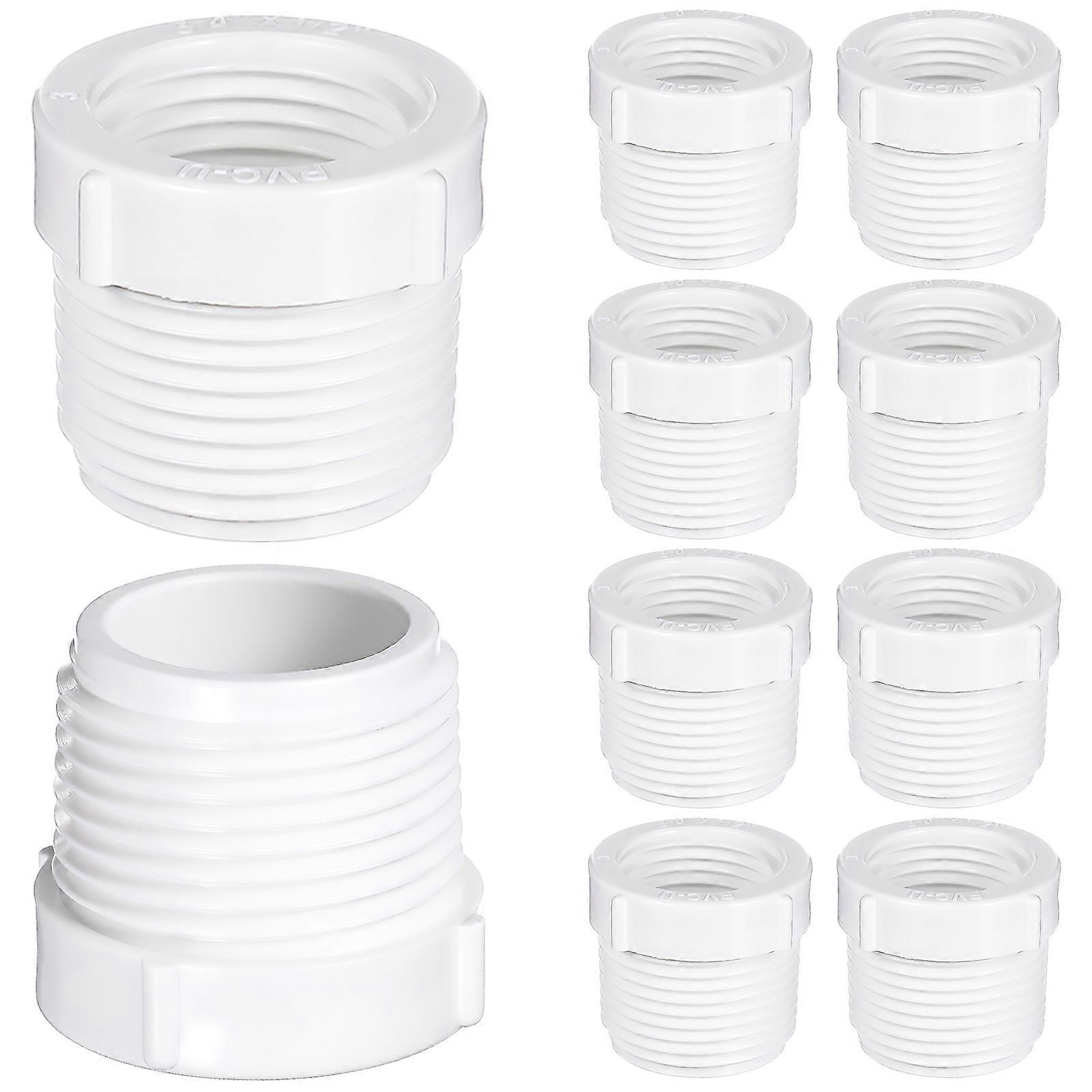 Durable PVC Threaded Reducer 10Pack For Irrigation And Plumbing Uses White Stable Construction Water Pipe Adapter
