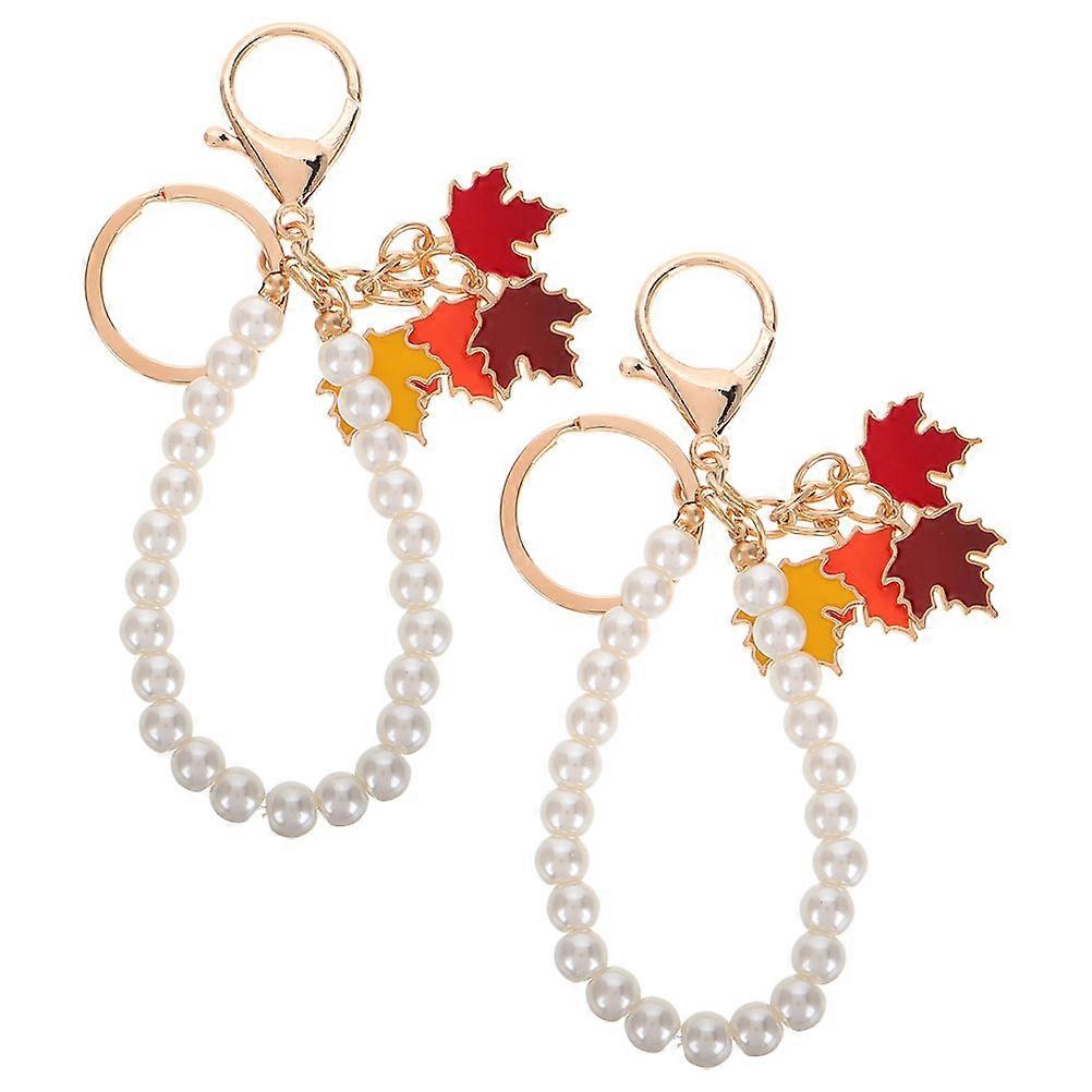 Maple Leaf Keychain Creative Design Key Attachment For Women 12.50X4.50X1.00cm Multi Color 2Pcs