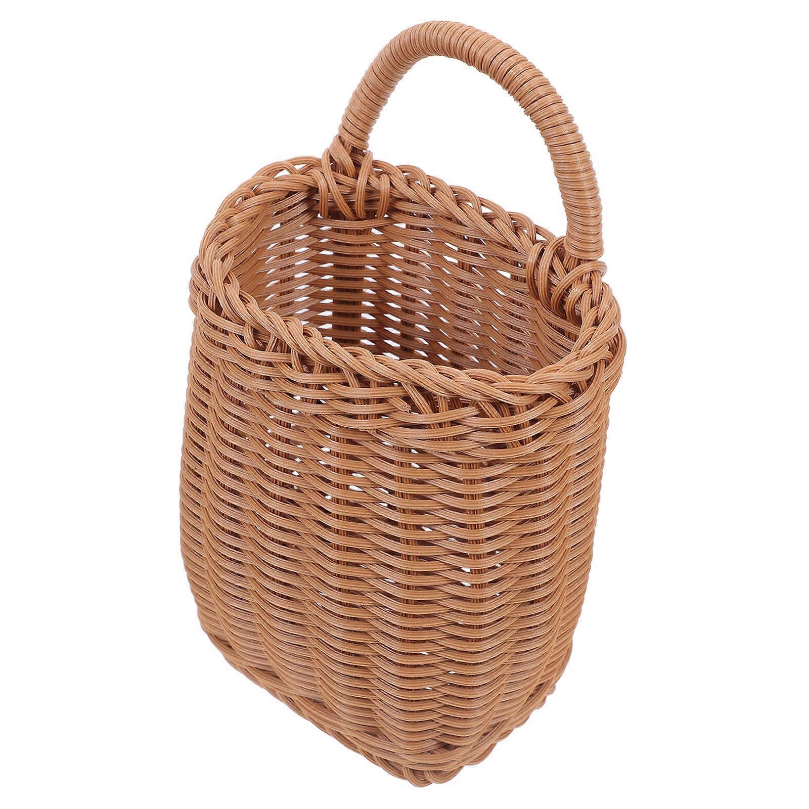Rustic Wall Hanging Basket Wicker Storage Basket for Fruit