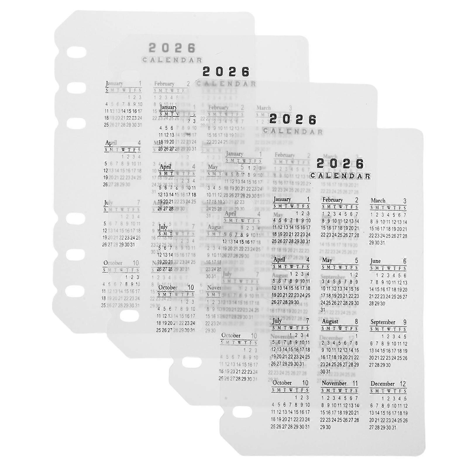 Transparent Calendar Dividers for Planner Organization 4Pcs 2026 Plastic Inserts