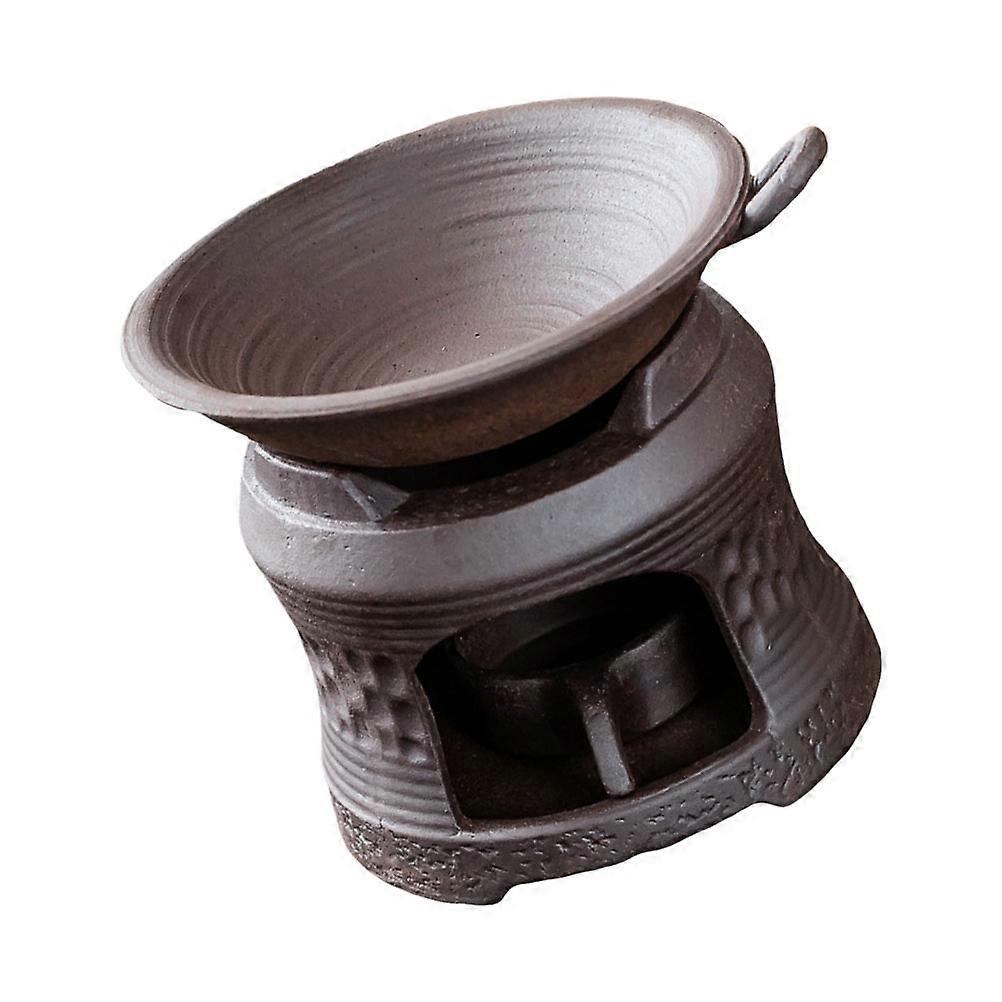 Ceramic Teapot Warmer Brown for Tea Heating with 3Sets