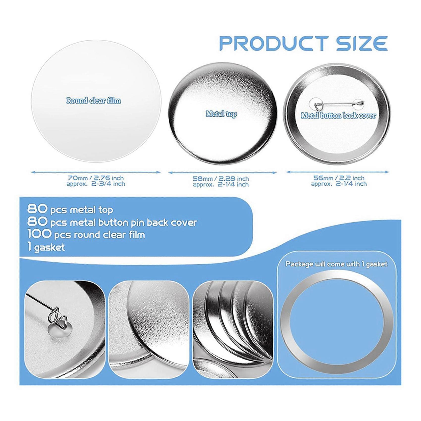 160 Sets 58mm/2.25Inch Metal Button Parts Supplies for Button Machine Round Pin Maker, Badge Blank Button Pins Bulk