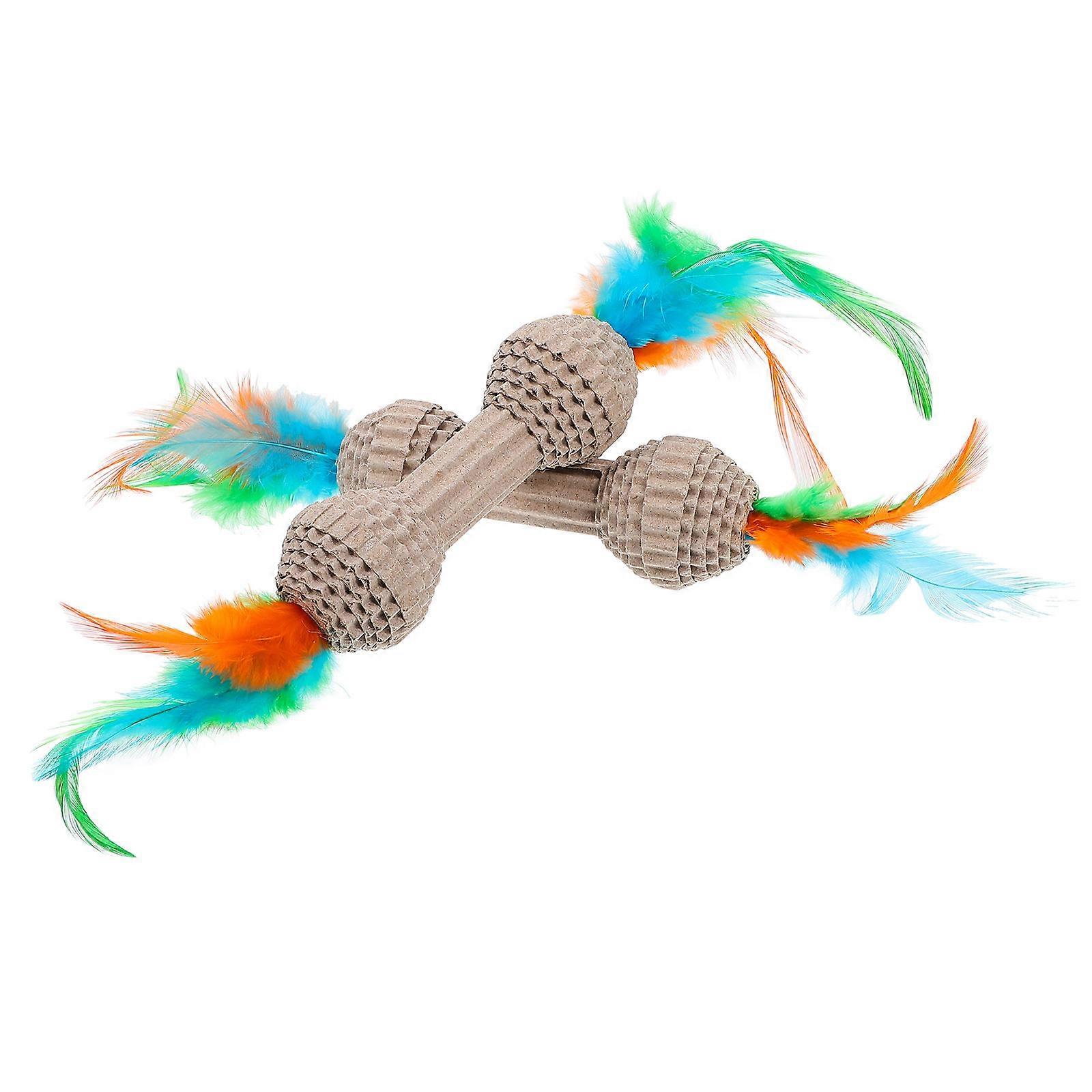 2pcs Interactive Cute Dumbbell Shaped Scratching Cat Toys for Kitten Play