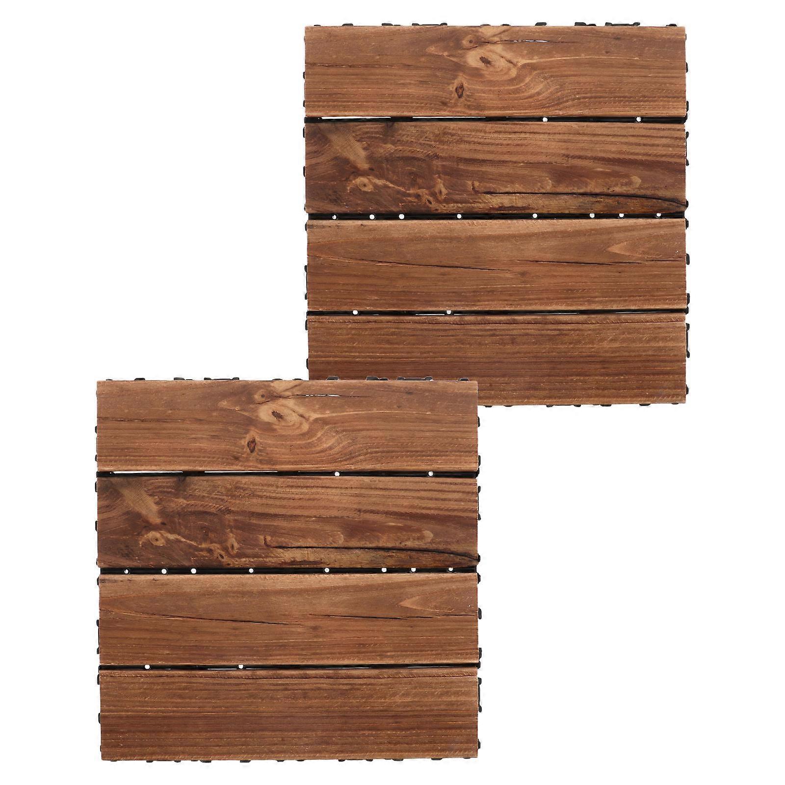 Outdoor Waterproof Wood Floor Tiles for Interlocking 2Pcs Deck Tiles