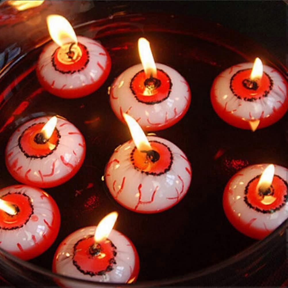 3 Pack Halloween Eyeball Candles with Creepy Floating Design for Spooky Party Table Decor