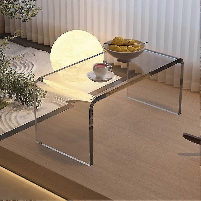 Clear Acrylic C Shaped Side Table Waterfall Design SpaceSaving Sofa End Table 30x30x65