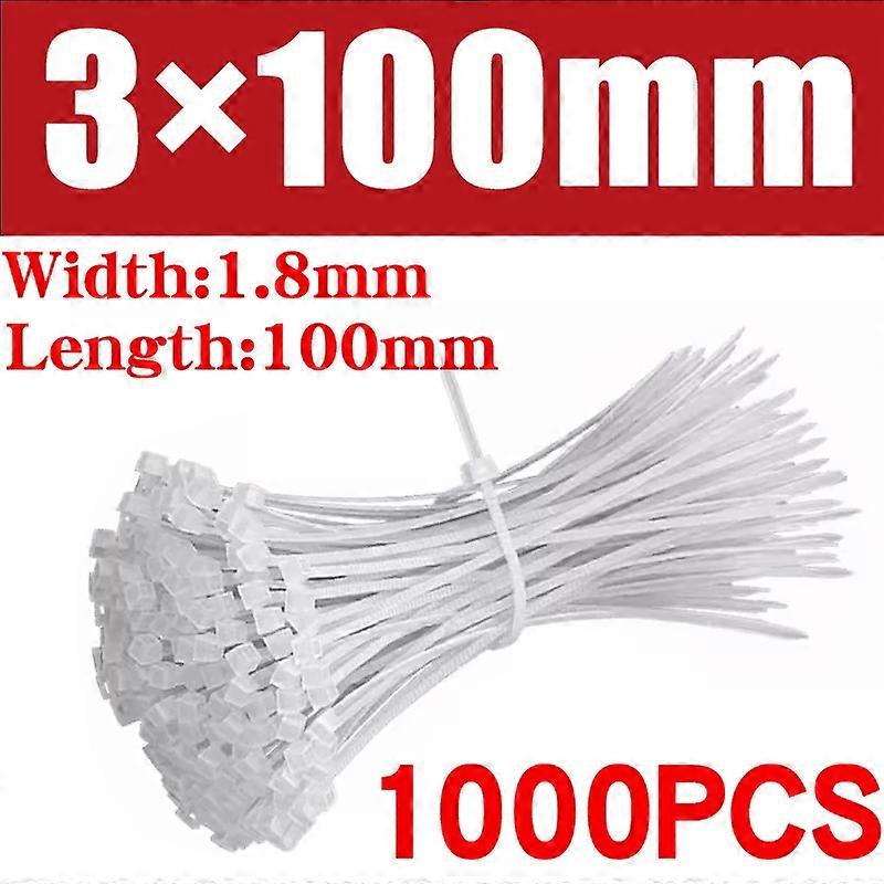 500/1000PCS/bag Self-locking Plastic Nylon Tie White Zip Wraps Strap Nylon Cable Tie Set Fastening Ring Loop Wire Wrap