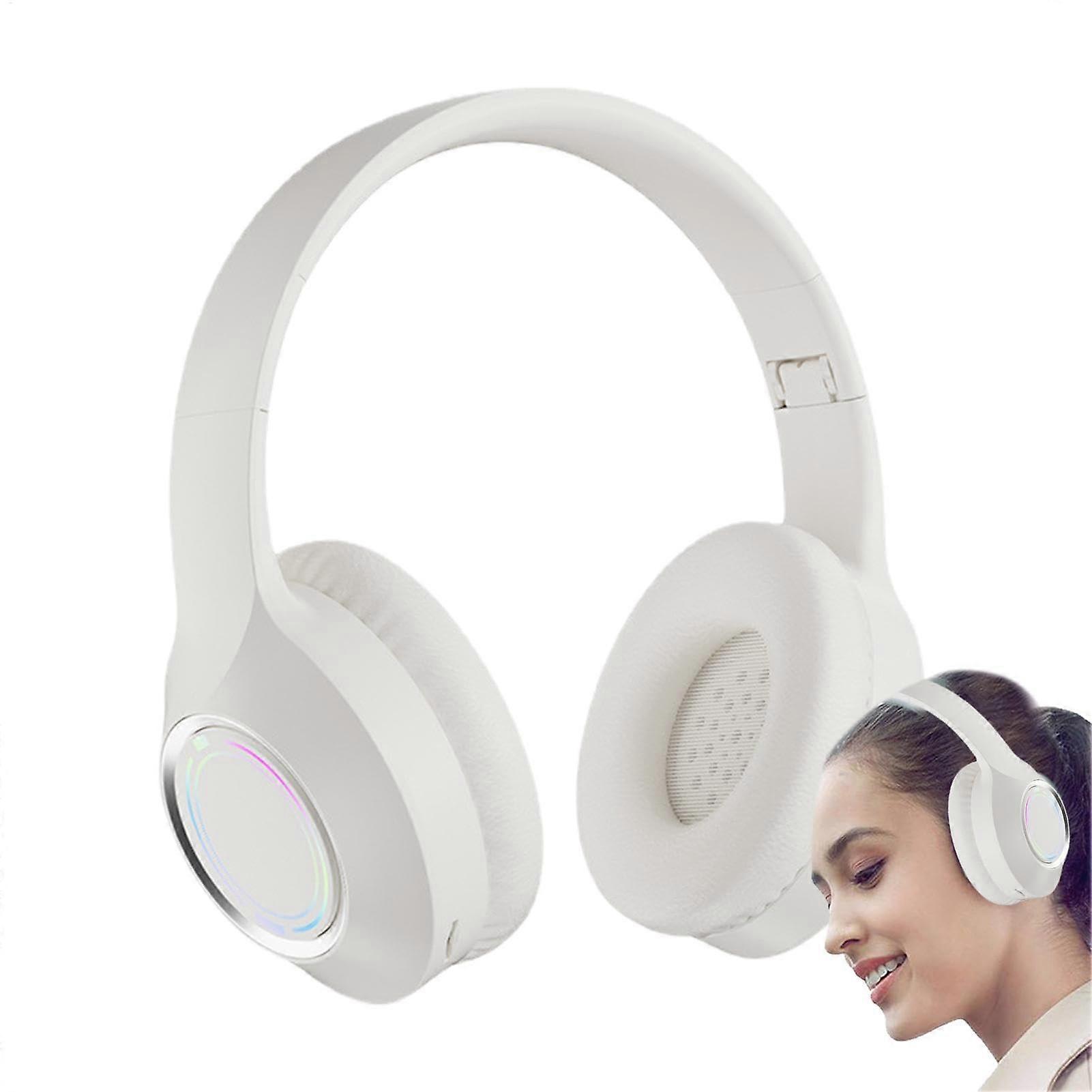 OverEar Headphones Foldable Wireless Headset Audio Interface Long Battery Life White For Mobile