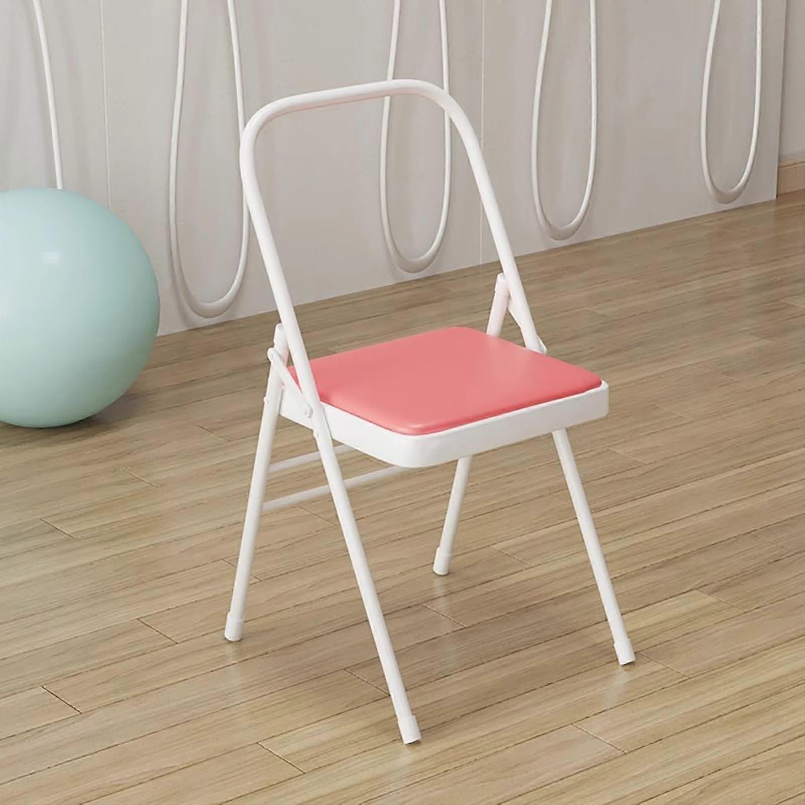 Foldable Backless Yoga Chair with Ergonomic Support and Triangular Frame, Pink 17.7x15.7x31.5in