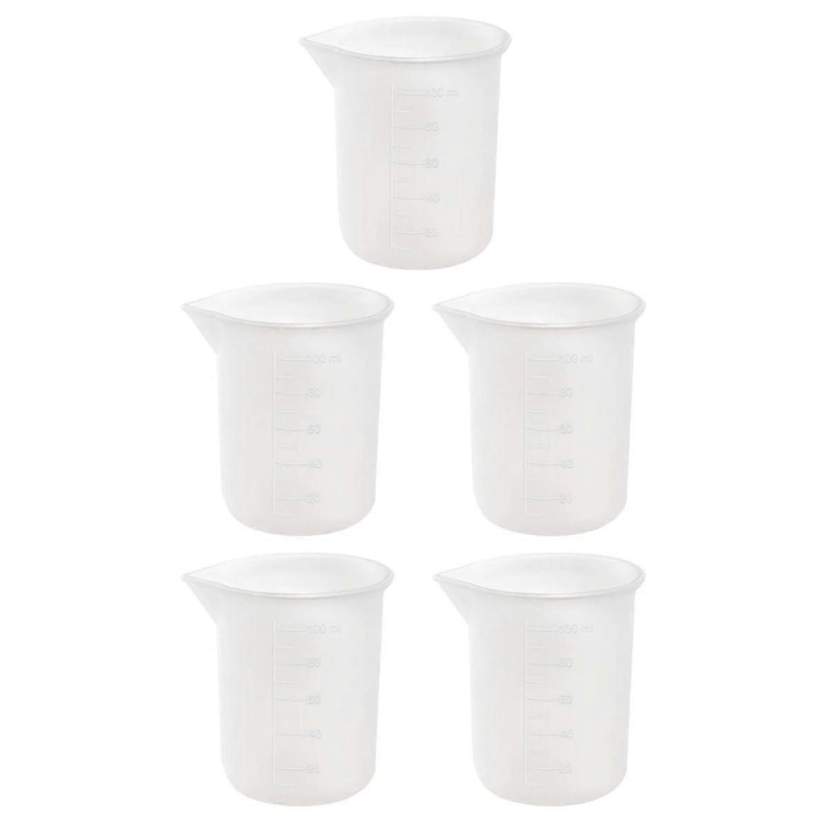 5Pcs 100ml Silicone Measuring Cups with Scale for Baking, Resin, Milk and Kitchen Precise Pouring