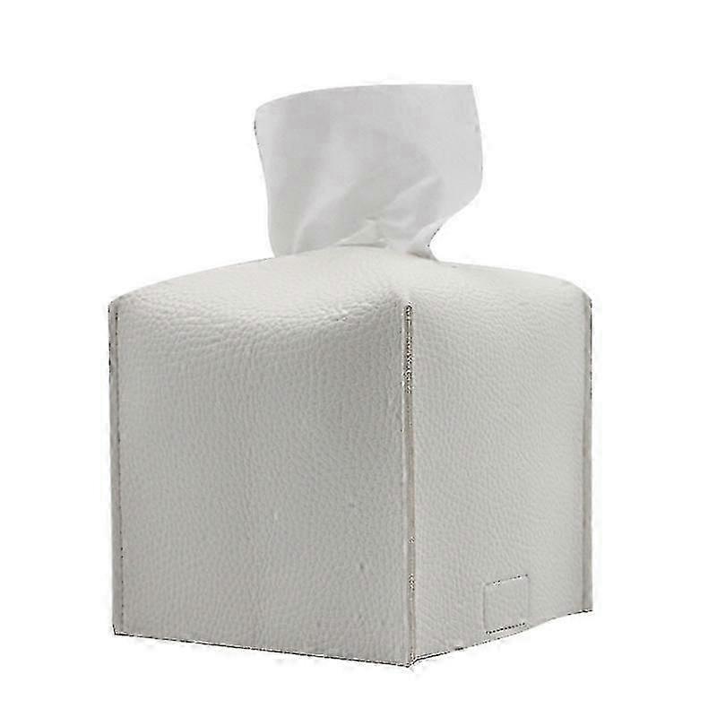 Tissue Box Lid, Gray Square Storage Box with Leather Tissue Decorative Cover