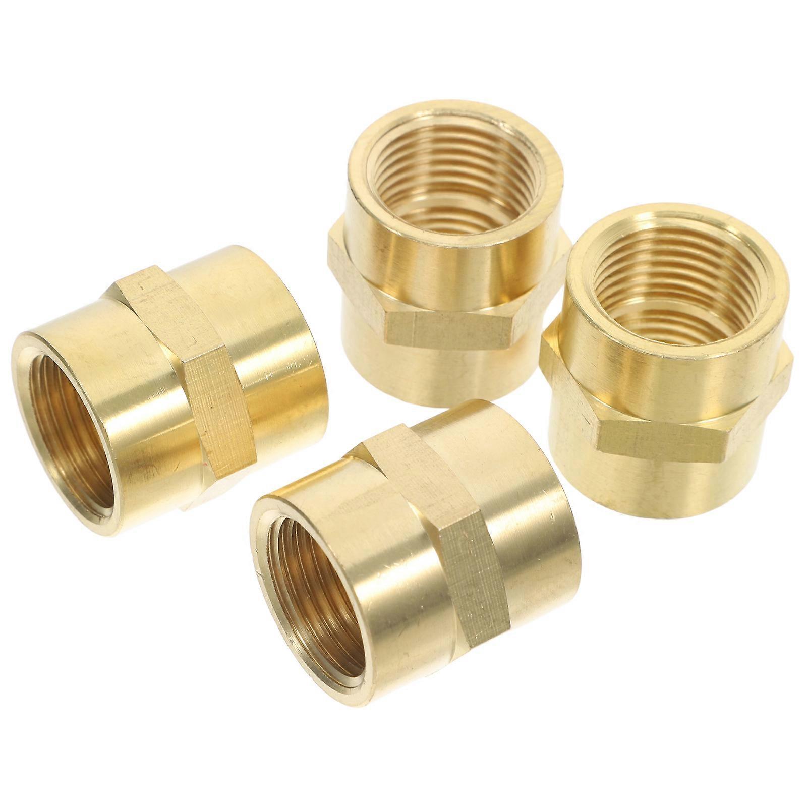 Durable Brass Pipe Fitting Female Threaded Coupler for Water Gas Oil 4Pcs