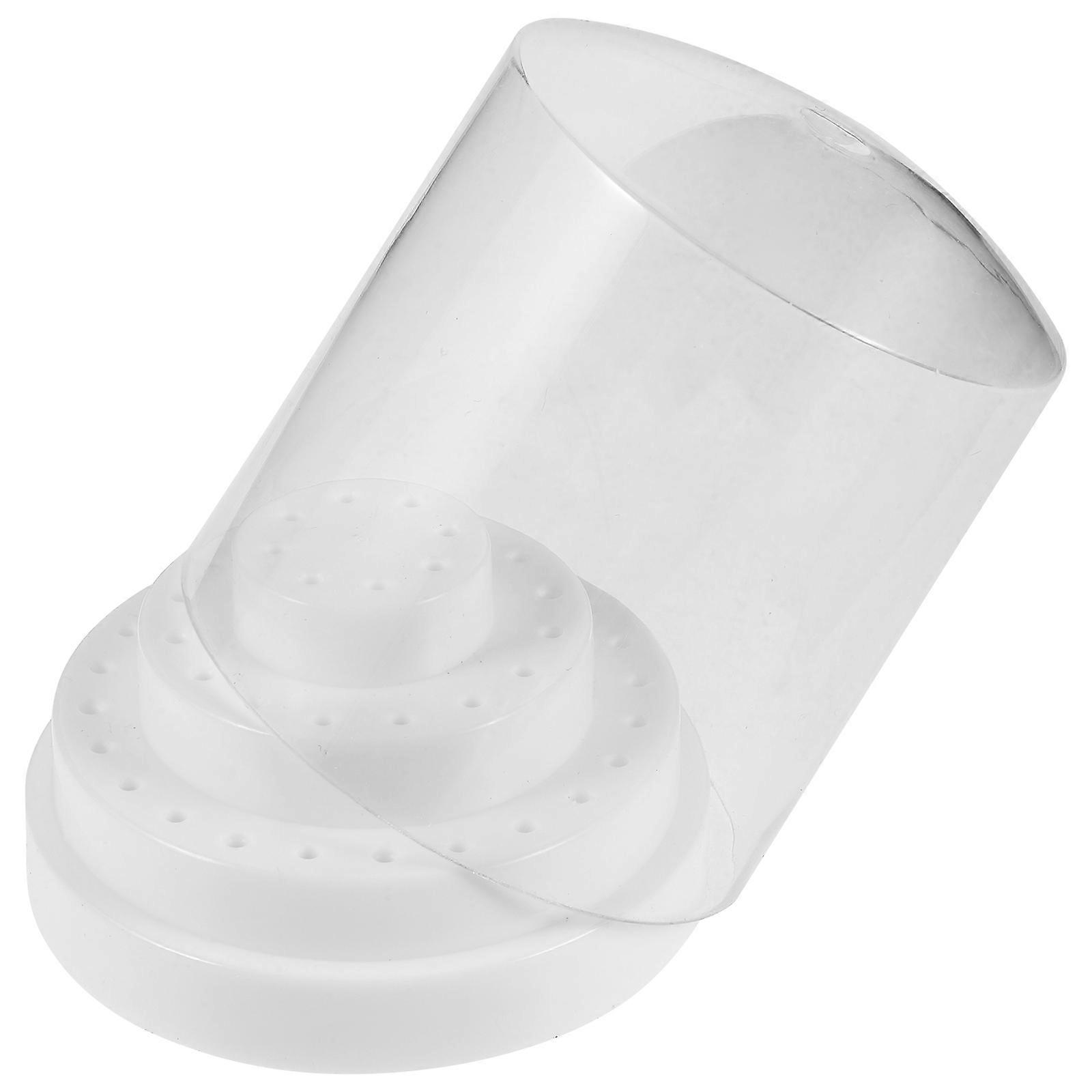 Nail Drill Bits Storage Box for Dustproof Storage with 48 Holes White Plastic