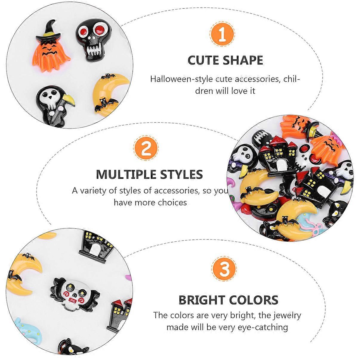 Flatback Resin Halloween Charms For DIY Projects Assorted Color Decorations 16Pcs