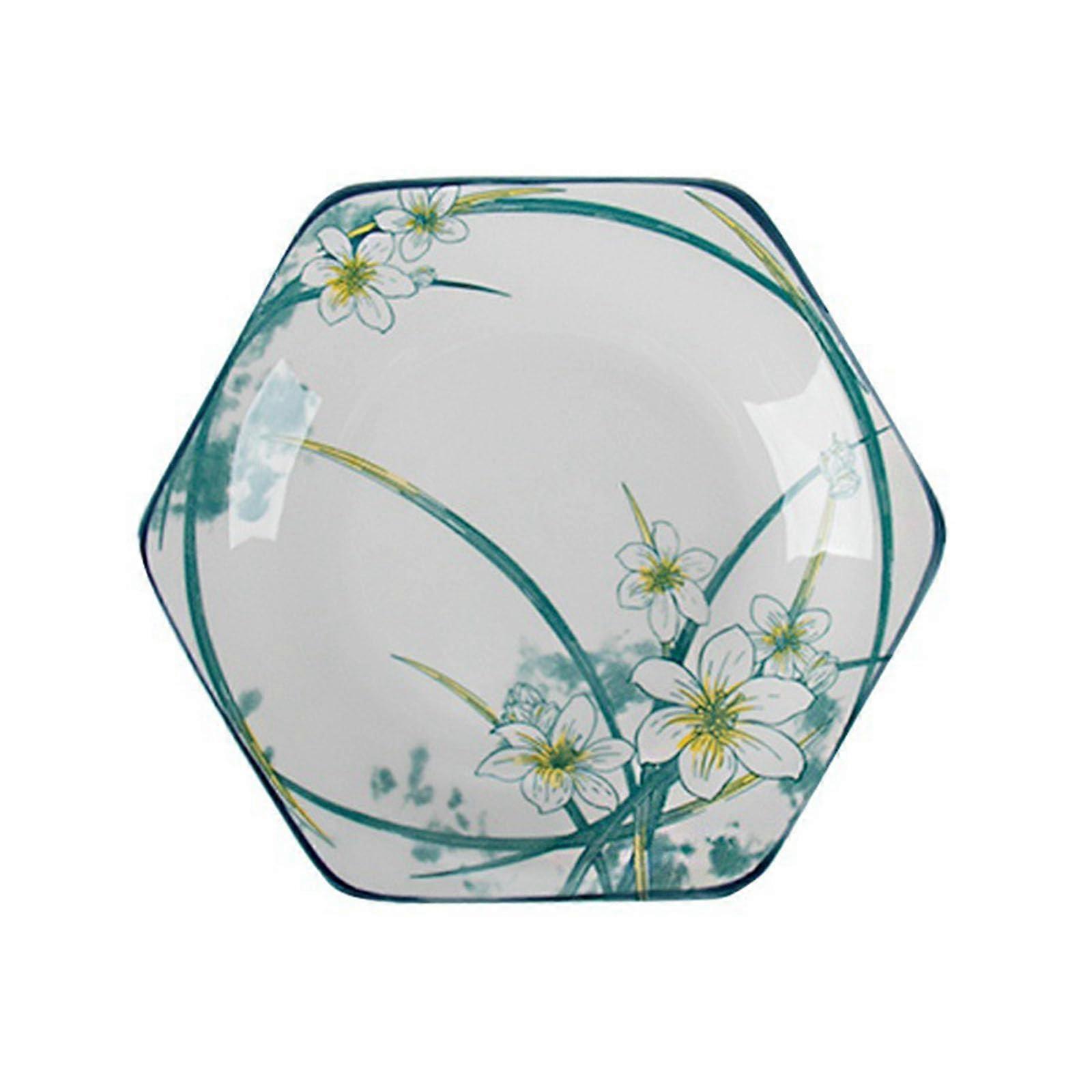 Ceramic Dinner Plates with Elegant Floral Pattern, Microwave Dishwasher Safe, Stackable 21x21x3cm