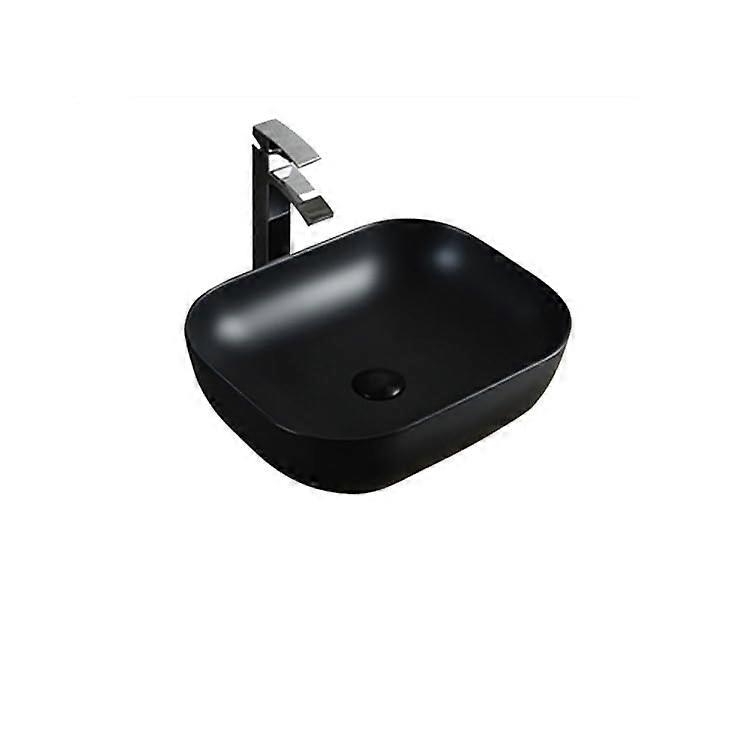 Rectangular Undermount Bathroom Sink Black Ceramic Basin Seamless Design Scratch‑Resistant Surface