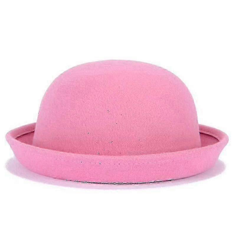 Trendy Women Solid Color Bowler Derby Wool Felt Hat 2025