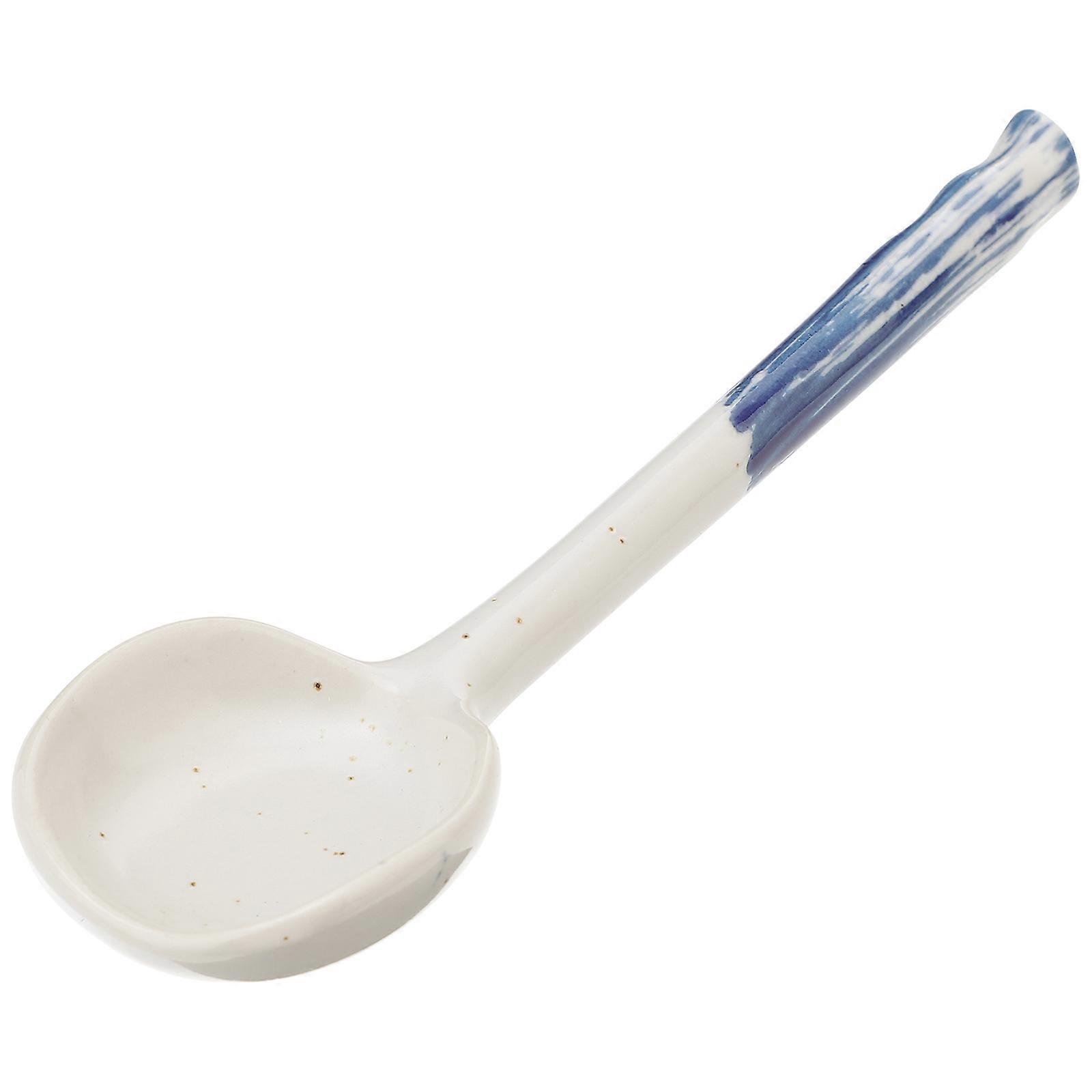 Ceramic Dessert Spoon for Kitchen Use 1Pcs Retro Design Soup Spoon