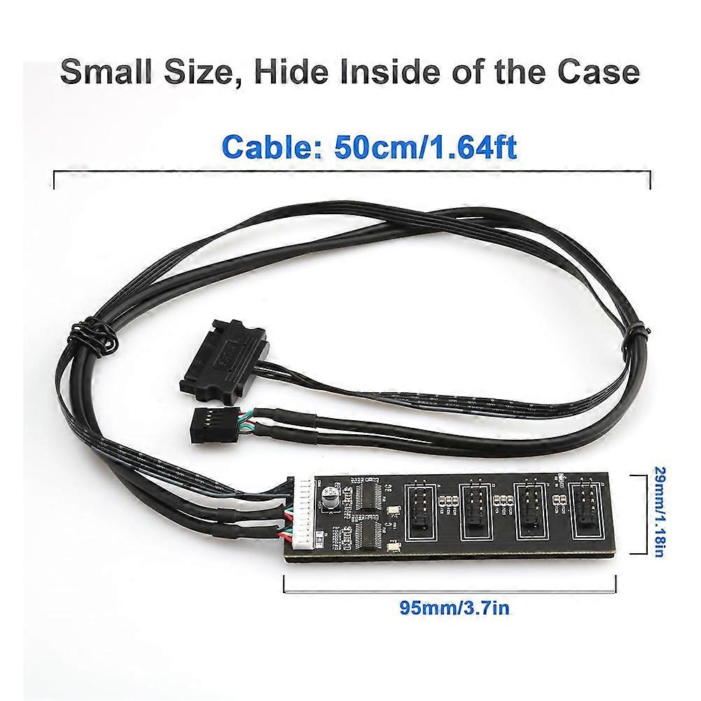 9Pin USB Header Splitter, USB 2.0 Header Splitter with SATA Power Cable, Internal USB Hub for CPU/RGB Light/Printer