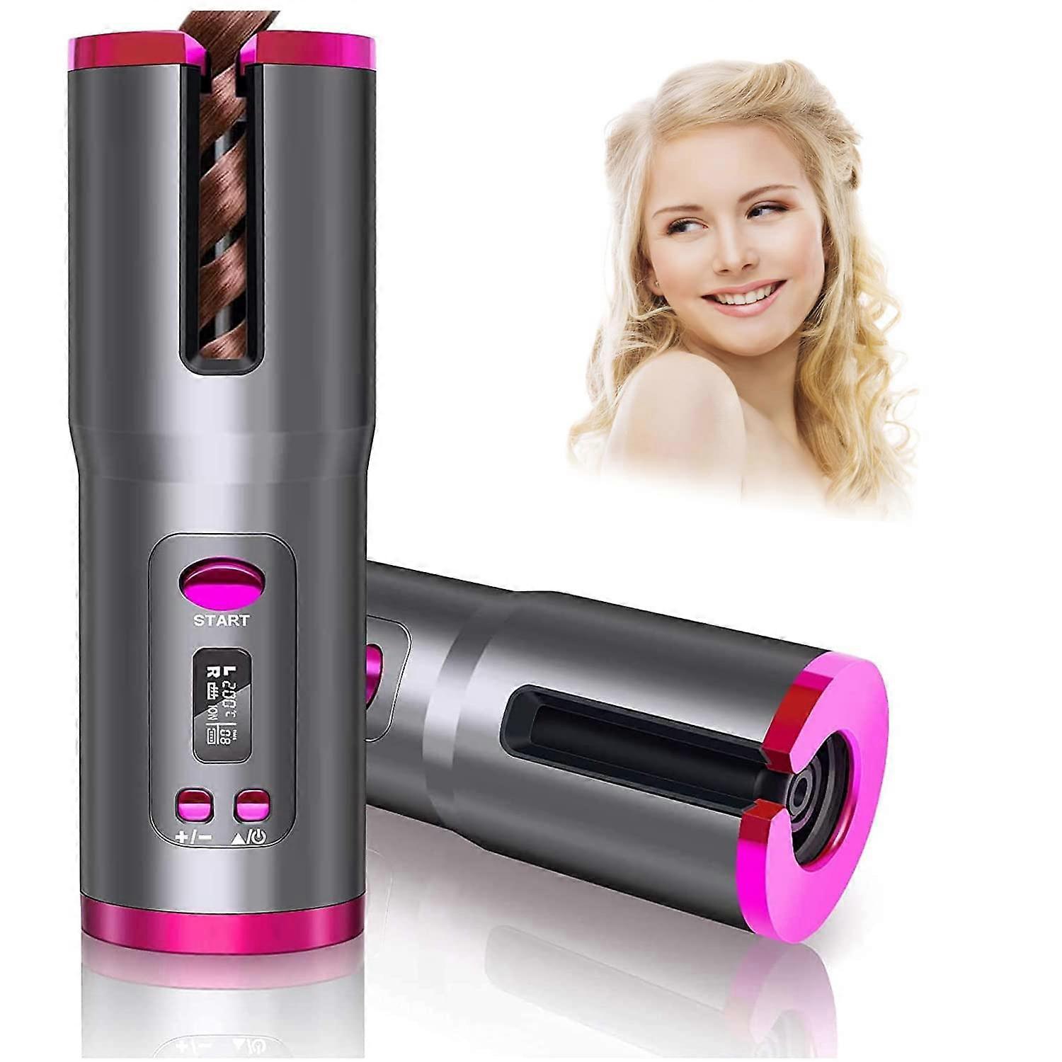 Cordless Automatic Hair Curler with Ceramic Barrel, OneButton Curling and AntiTangle Rotation