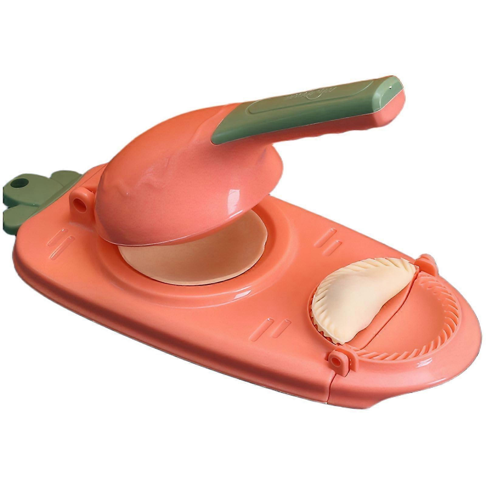 Dumpling Press with Scraper, Ergonomic OnePress FlowerShape Dumpling Maker for Home Use Pink