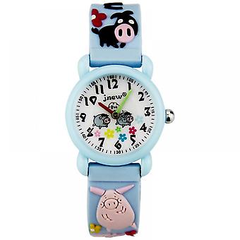 Veeki Kids Cartoon Blue Watch Waterproof Band Piggy Print Watch for Girls & Boys 2-12 Years Old, Best Gift for Kids