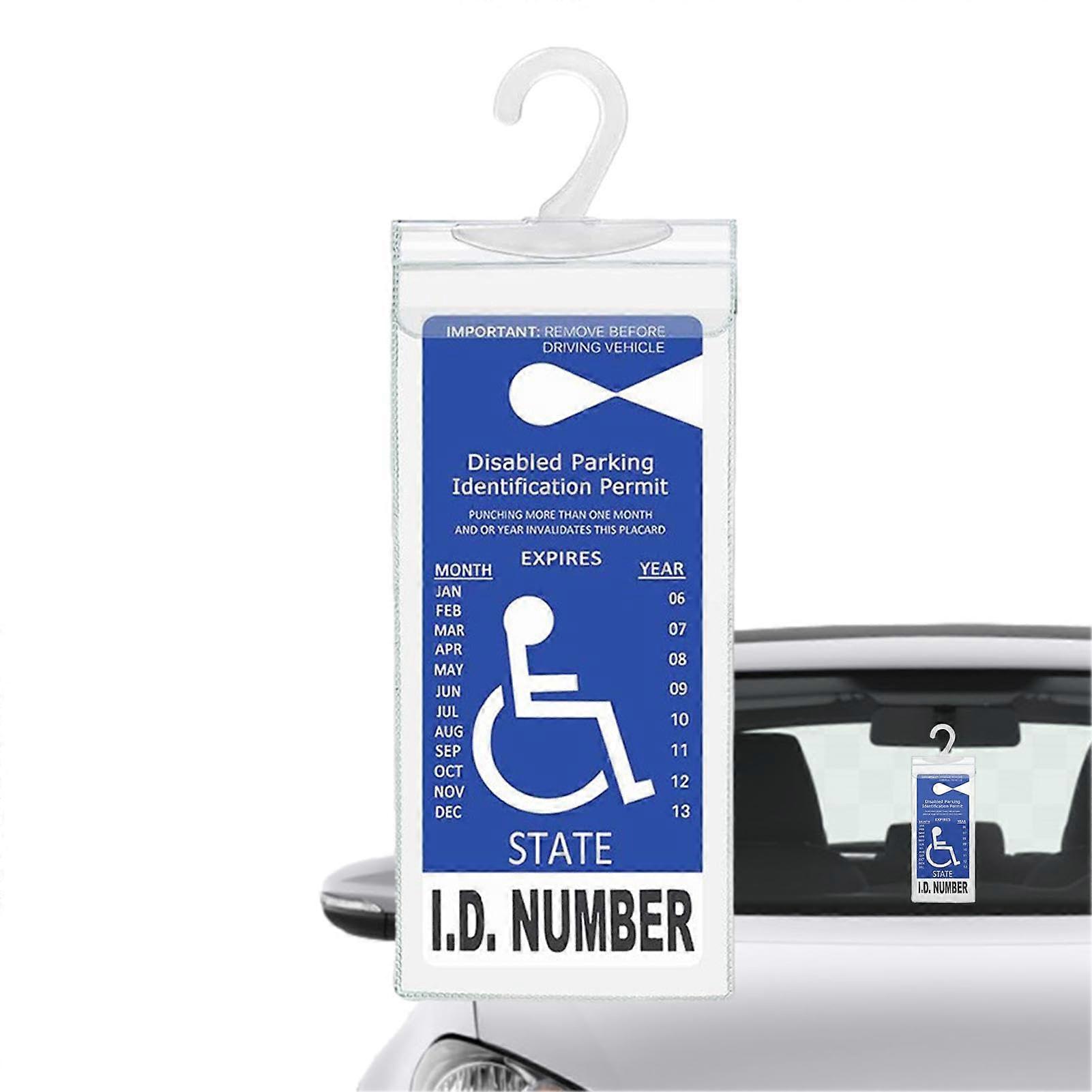 Disabled Parking Permit Holder Clear PVC Handicap Placard Protector with Hanger for Car