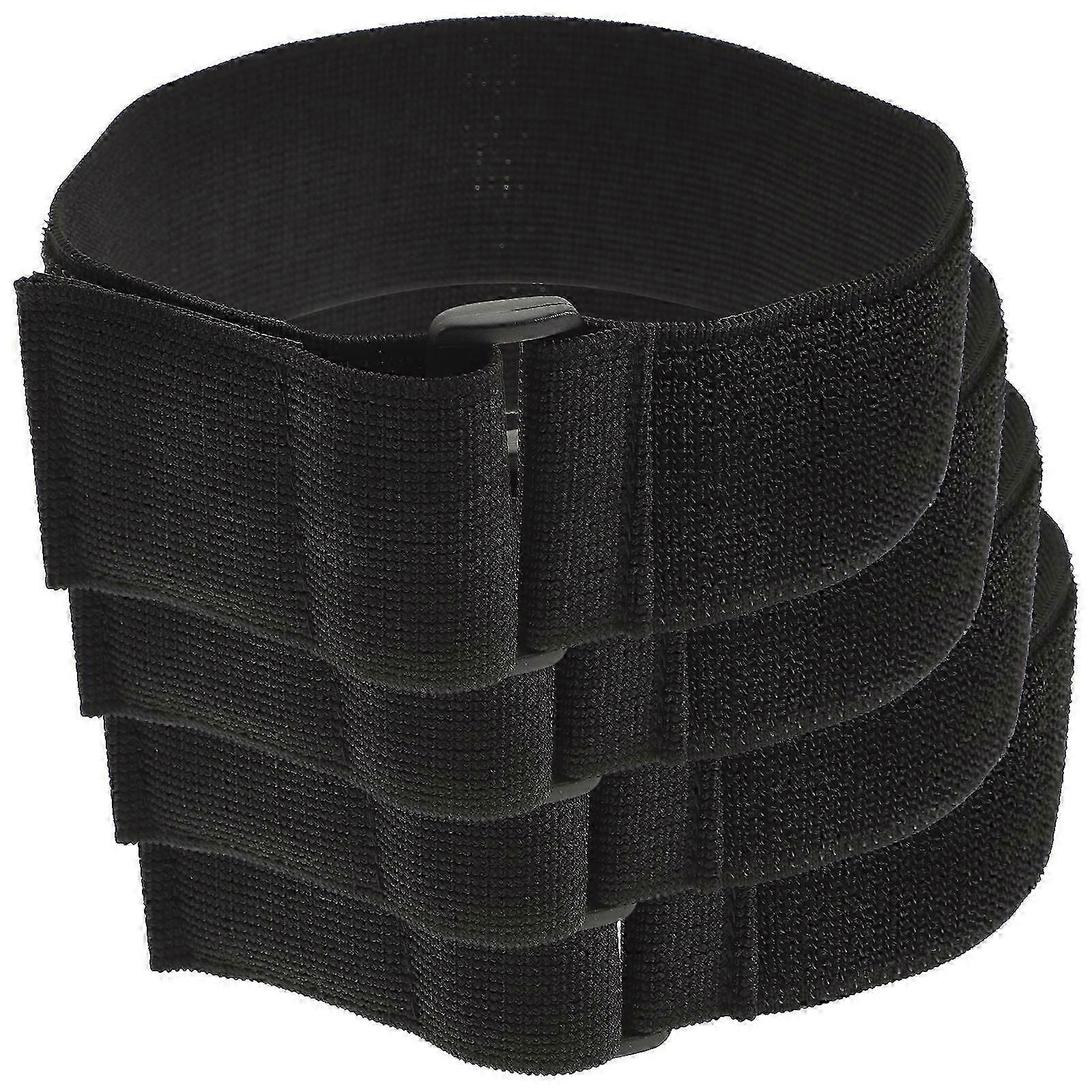 Hook And Loop Elastic Strap 4Pcs For Home Organization And Travel Black Adjustable Length Multipurpose