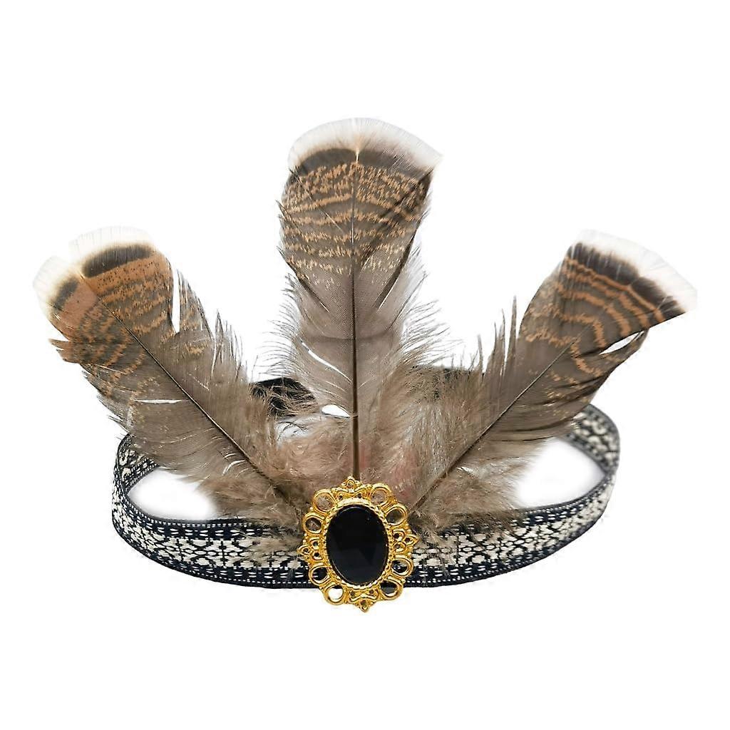 Feather Headband with HandEmbedded Rhinestones and Unique Tail Styling for Women Wedding