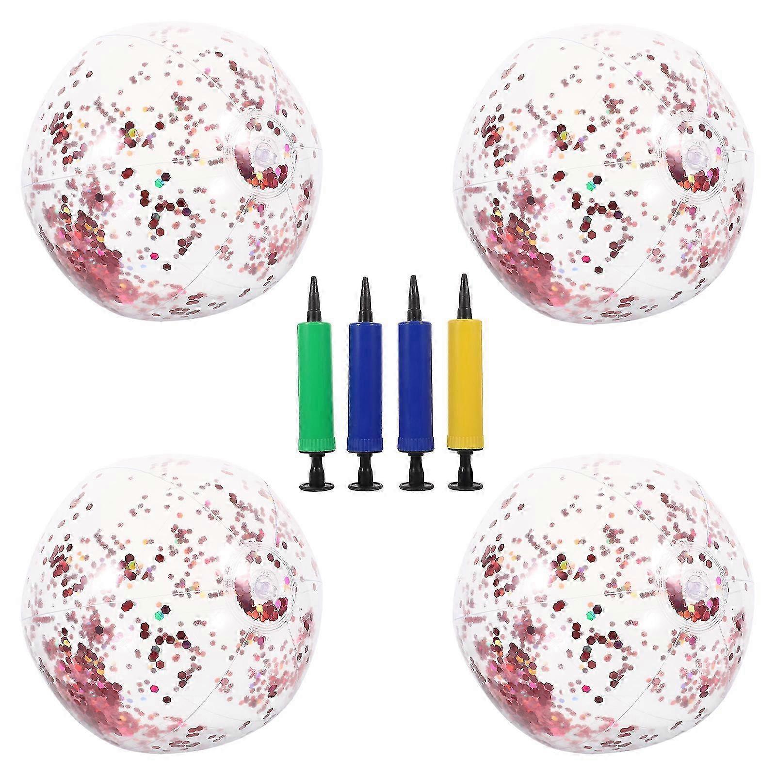 Glitter Confetti Beach Ball Inflatable for Summer Beach 4Pcs Pack