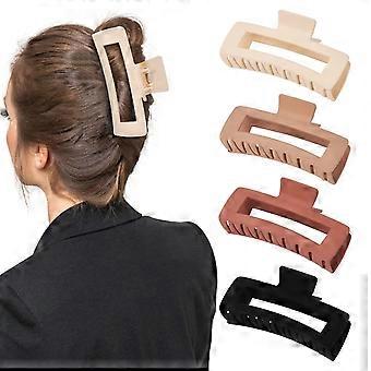 Conjunto de 4 Presilhas Extra Grandes de 12,7 cm (5 Polegadas) para Cabelos Grossos, Acabamento Fosco Antiderrapante, Presilha Grande XL