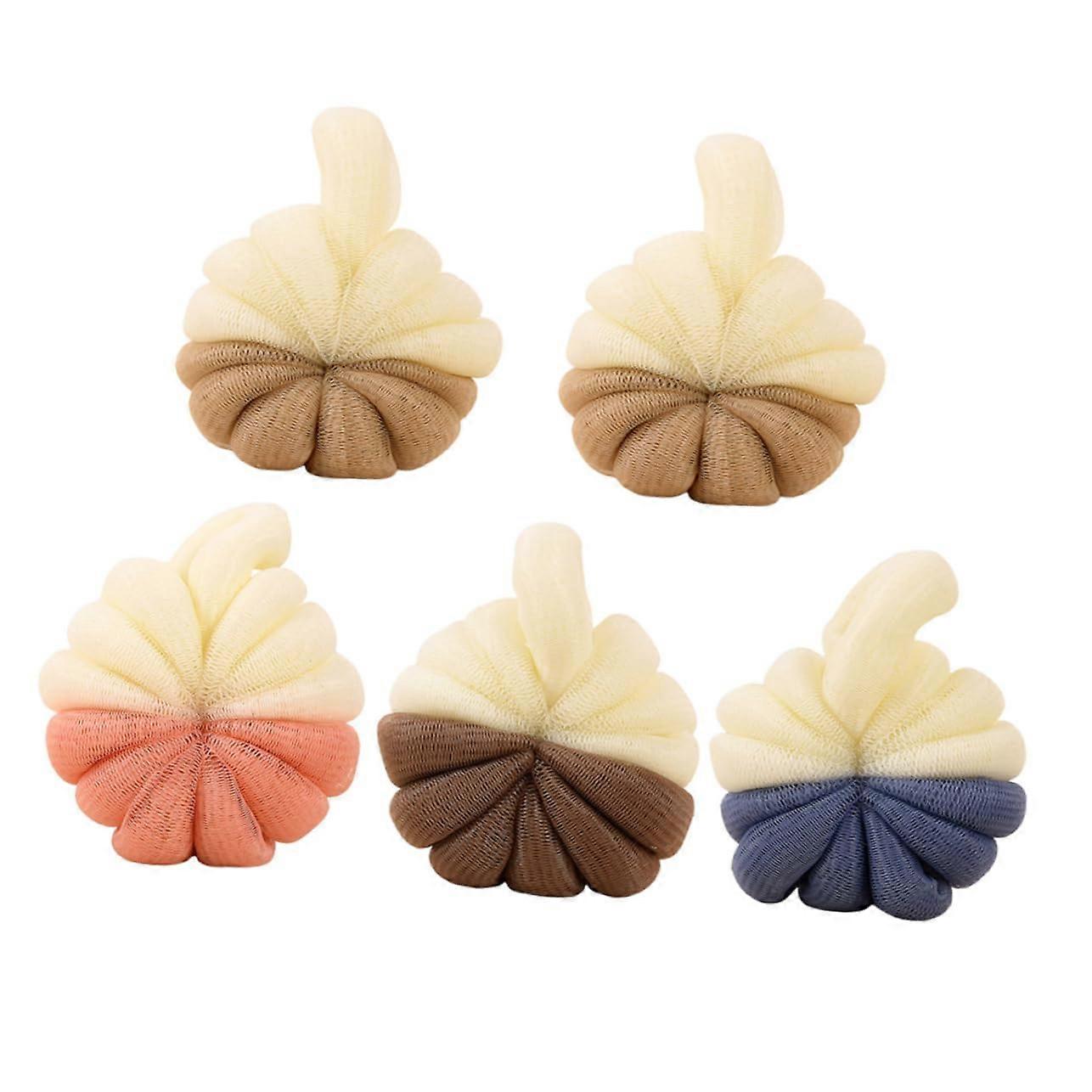 5pcs Soft Mesh Shower Loofah Pouf Set, Exfoliating Bath Sponge for Full Body Cleansing