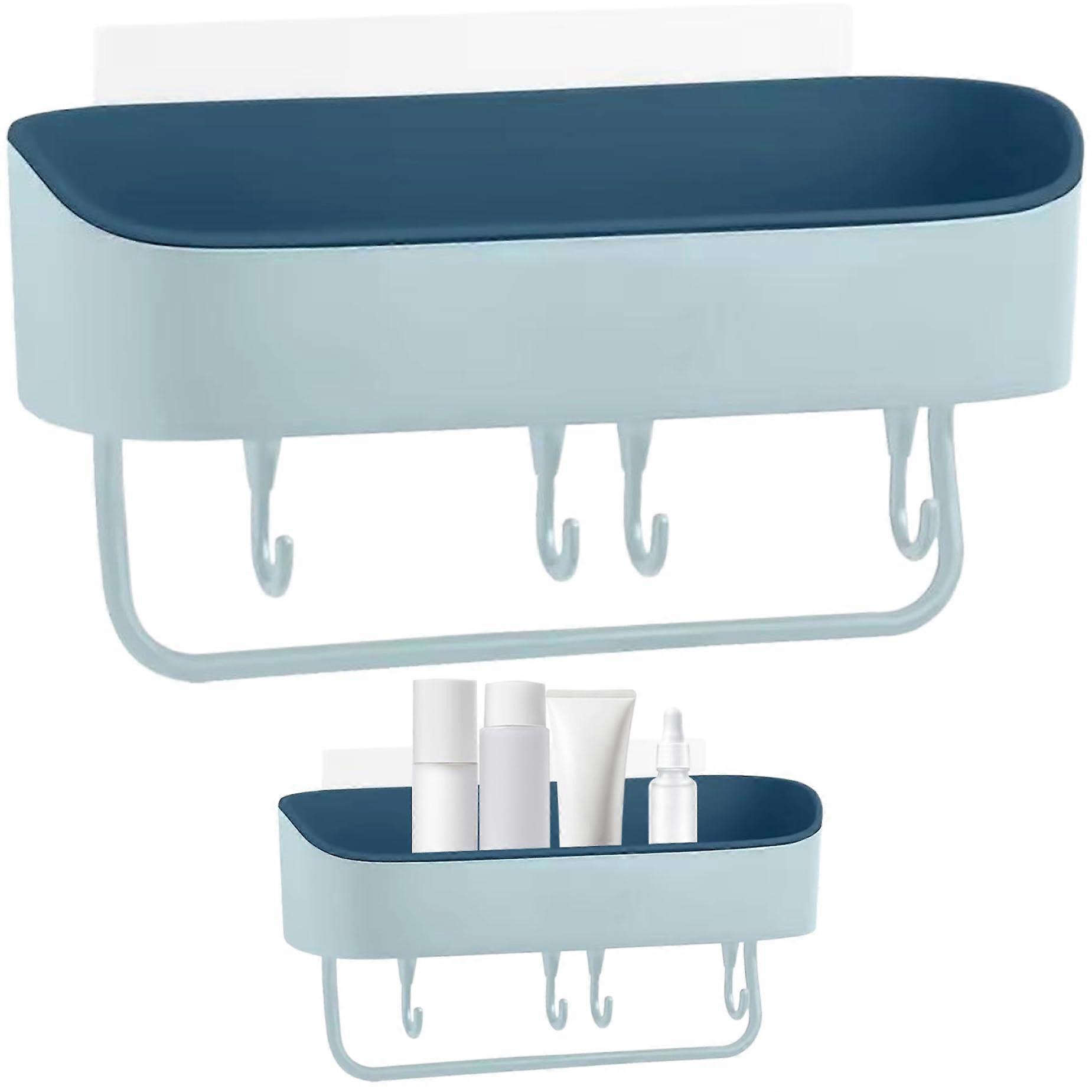 Shower Caddy with Suction Cups, No Drill Bathroom Storage Rack with Hooks for Bathroom and Kitchen