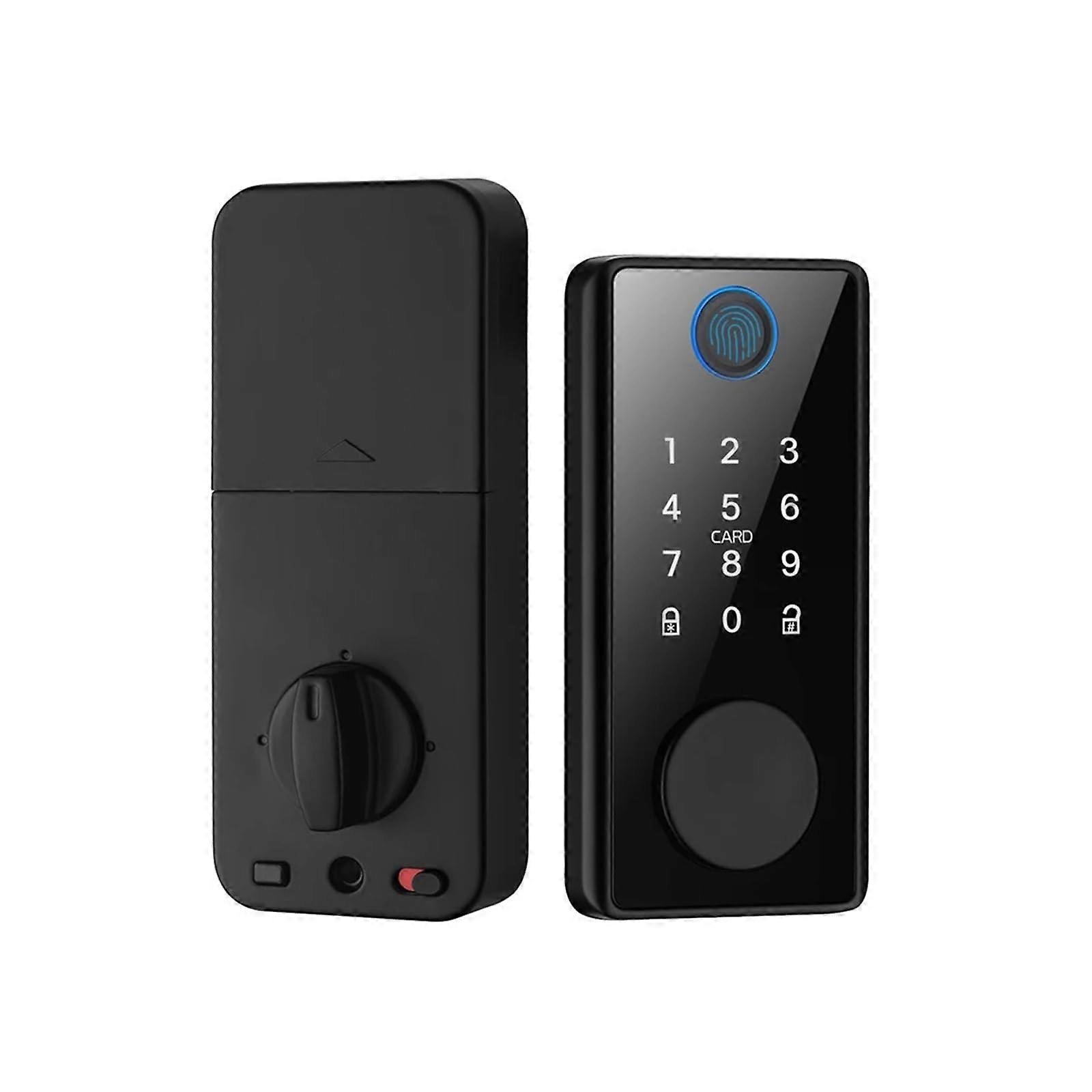 Black Smart Door Lock with Fingerprint, Password, App Remote Control and Auto Locking
