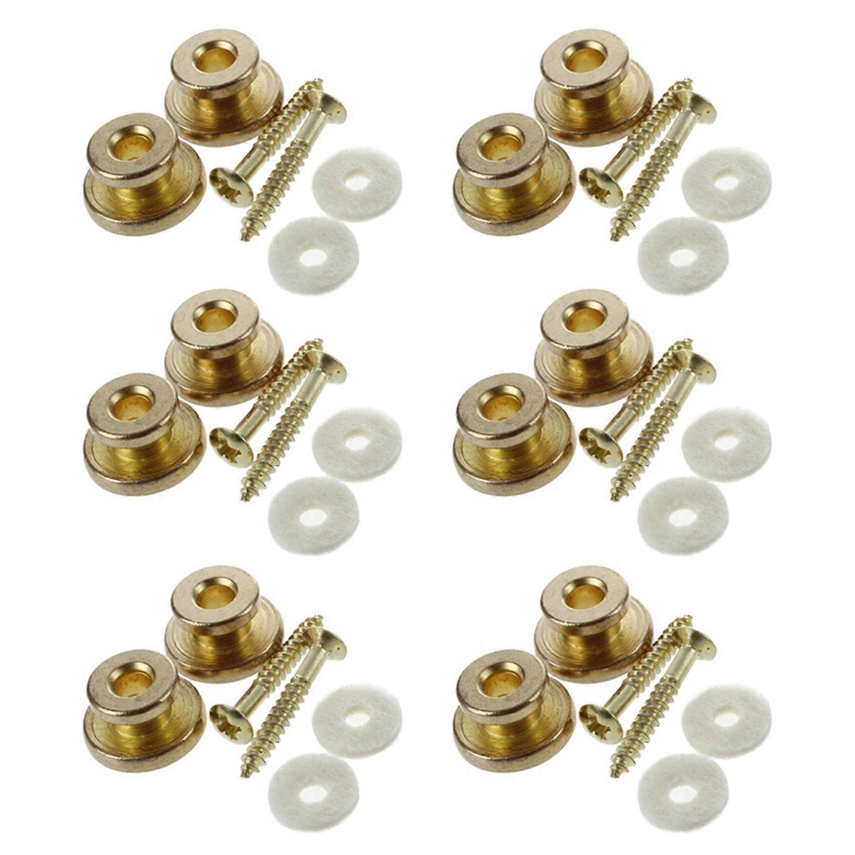 12Pcs Golden Strap Button with Mounting Screw for Guitar Mandolin